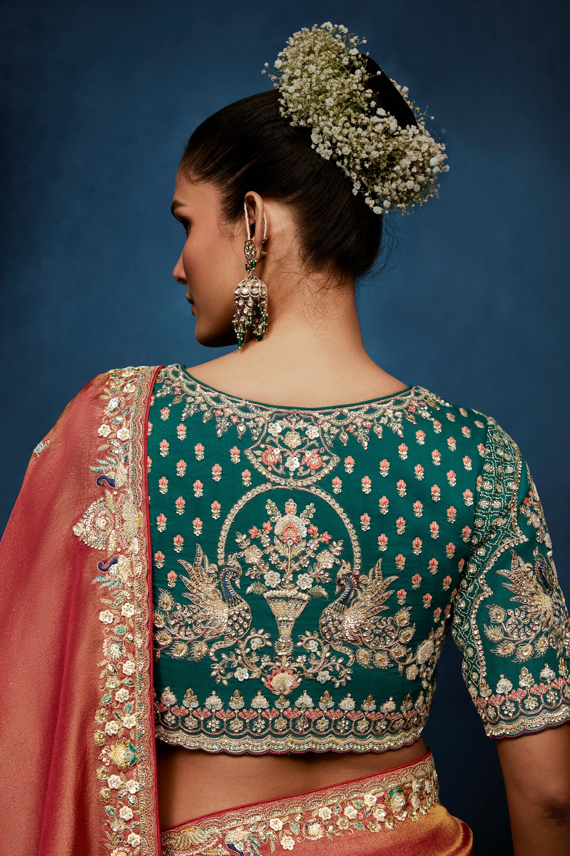 Coral Peach Embroidered Organza Silk Saree-SAR12598_3_SareeButa.com