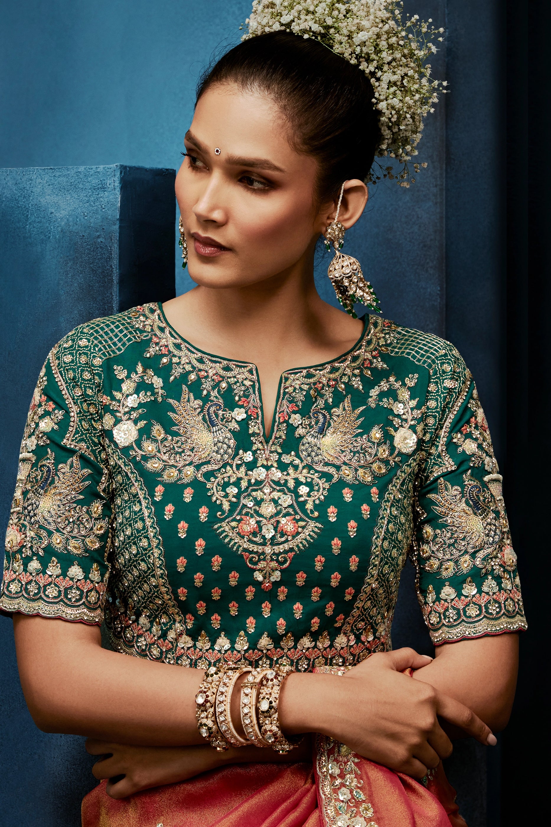 Coral Peach Embroidered Organza Silk Saree-SAR12598_4_SareeButa.com