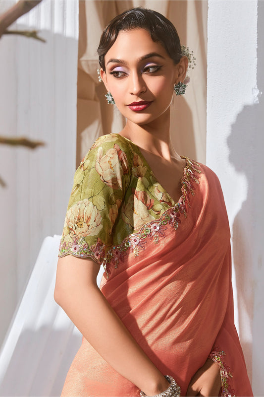 Coral Peach Embroidered Tissue Silk Saree-SAR10233_2_SareeButa.com