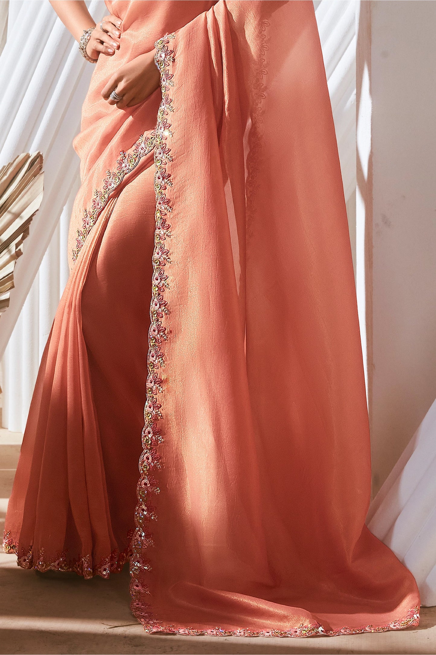Coral Peach Embroidered Tissue Silk Saree-SAR10233_5_SareeButa.com