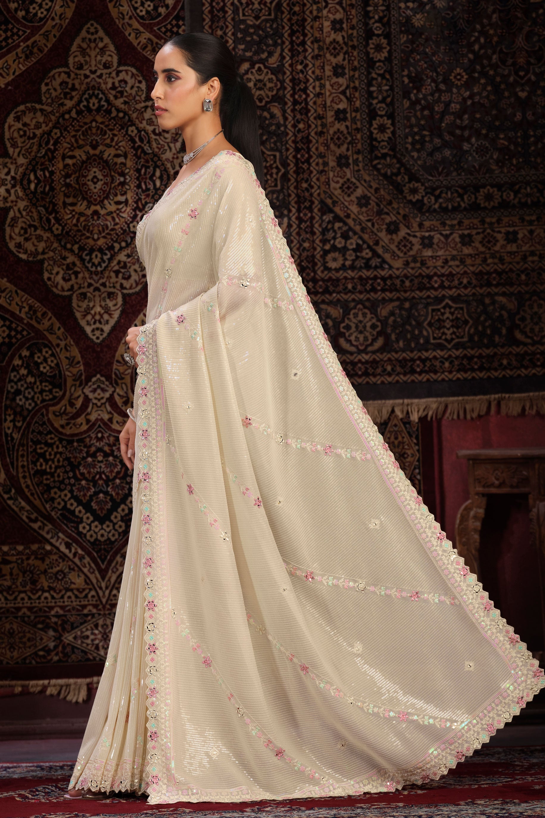 cream-georgette-sequin-saree-zb131770_3_SareeButa.com