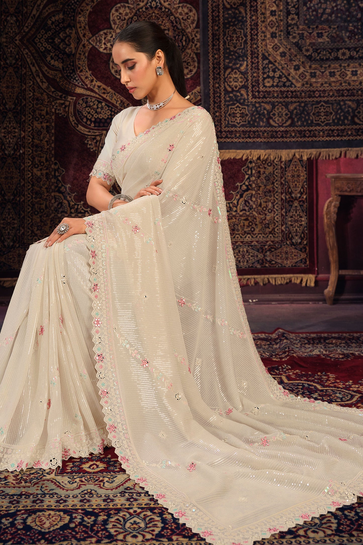 cream-georgette-sequin-saree-zb131770_4_SareeButa.com