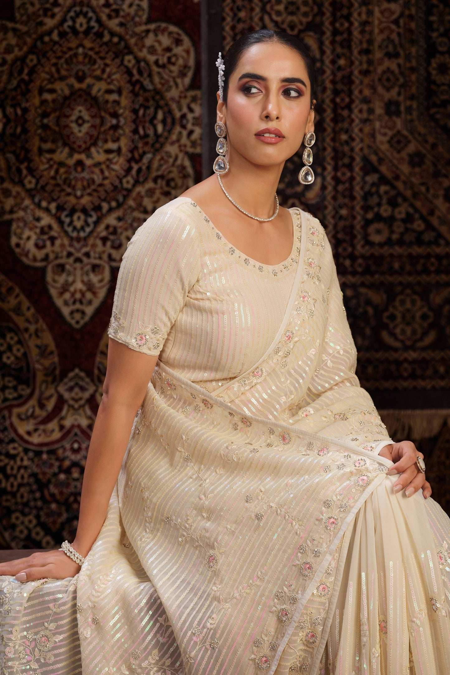 cream-georgette-sequin-saree-zb131775_4_SareeButa.com