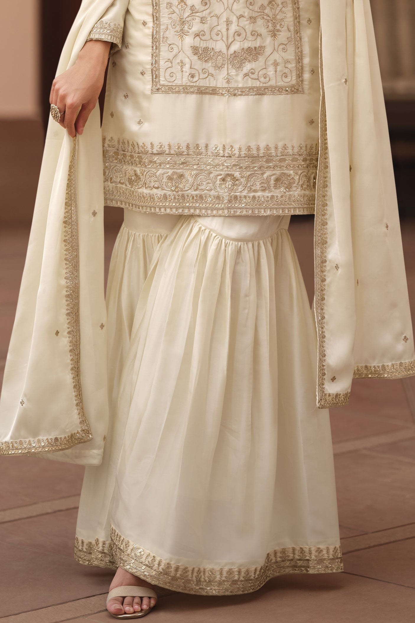 Cream Readymade Satin Silk Sharara Suit-SS844_3_SareeButa.com