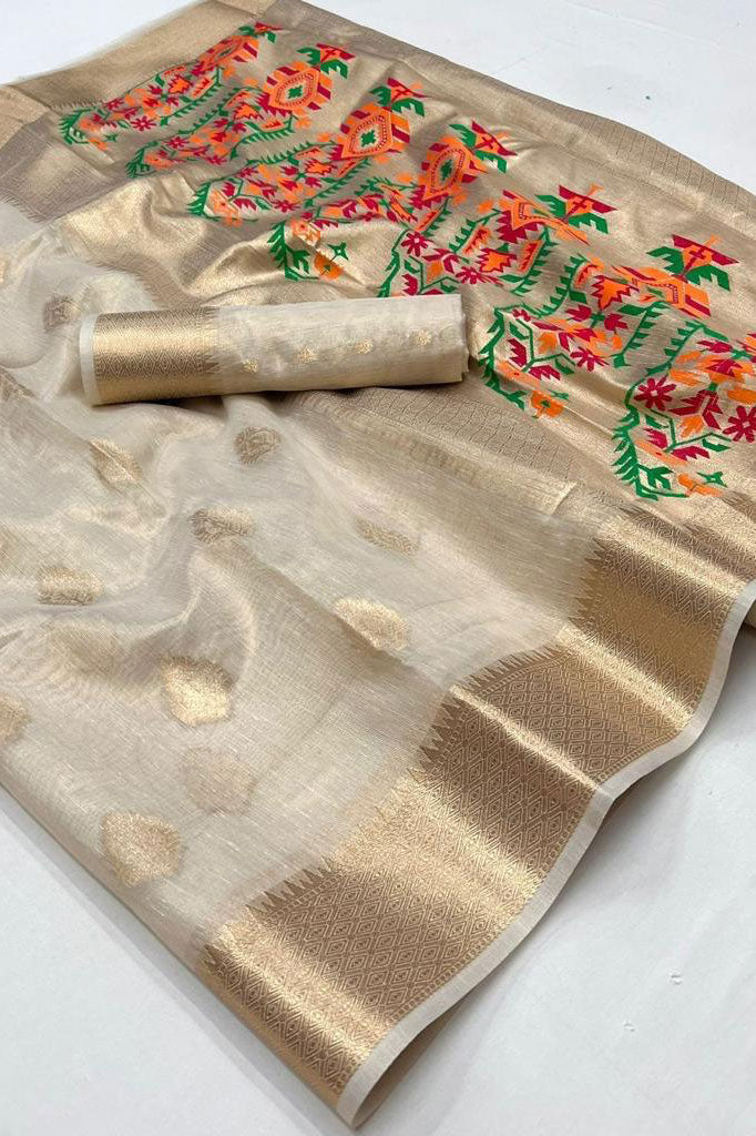 Cream Tissue Paithani Saree-ZB140539_3