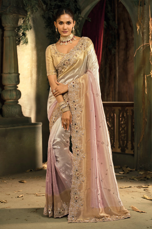 Cream And Pink Embroidered Silk Saree-SAR12038_1_SareeButa.com