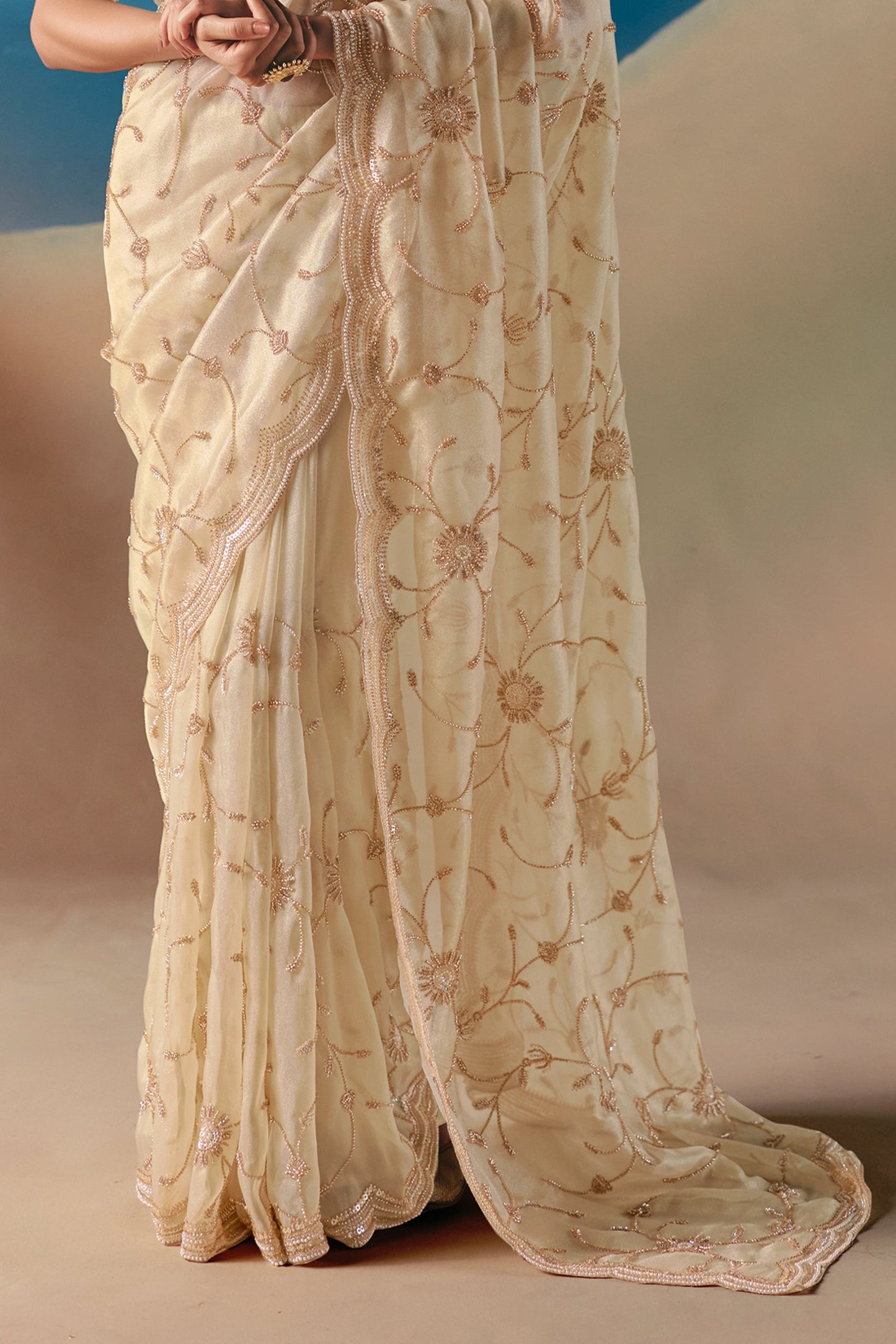 Cream Embroidered Satin Organza Saree-SAR11043_5_SareeButa.com