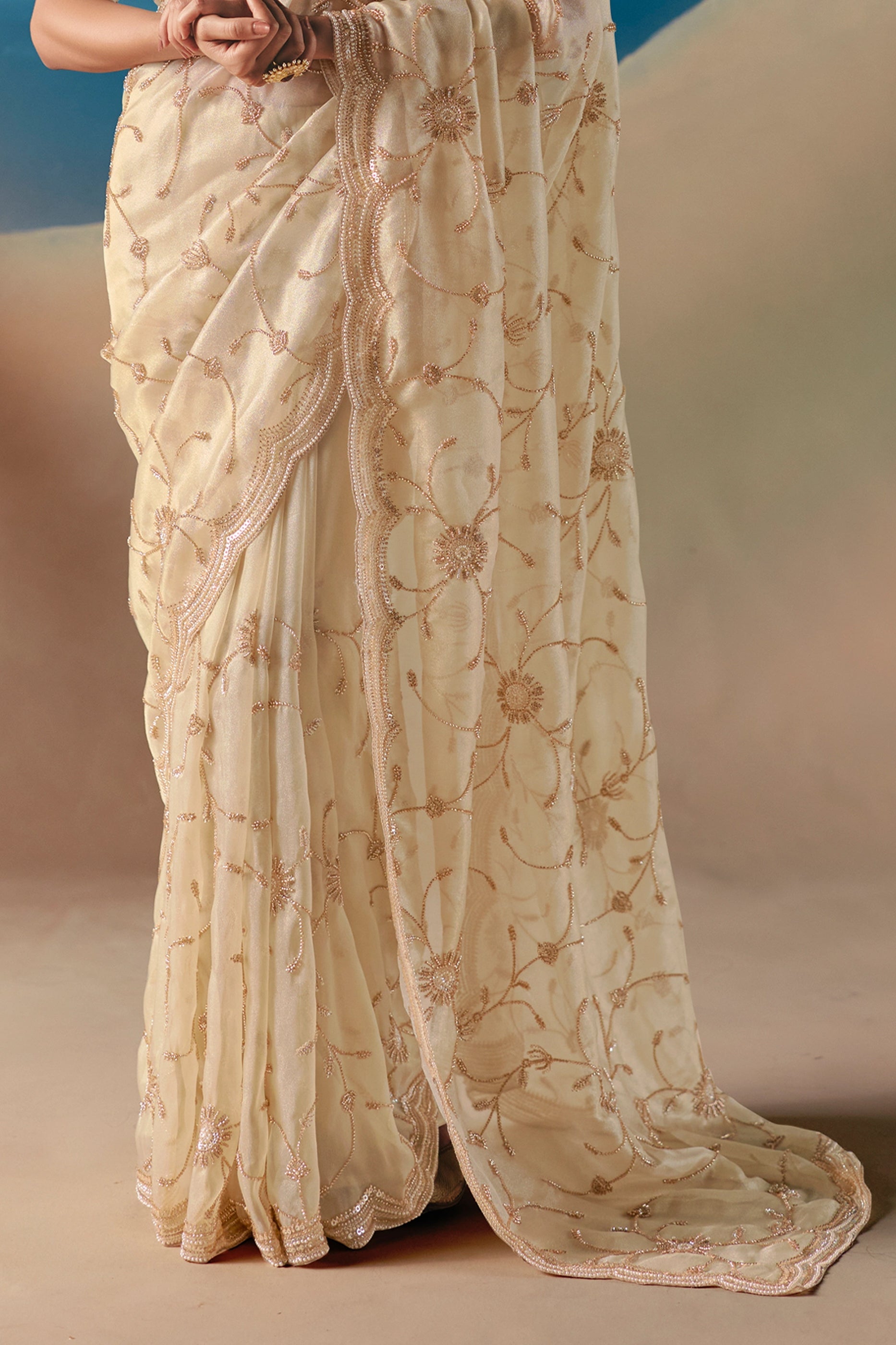 Cream Embroidered Satin Organza Saree-SAR11043_5_SareeButa.com