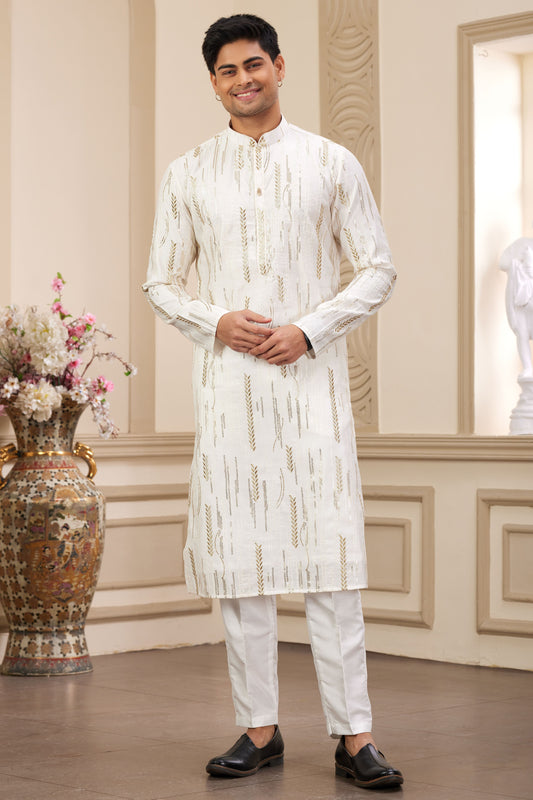 Cream Embroidered Silk Kurta Pajama-MW23_1_SareeButa.com