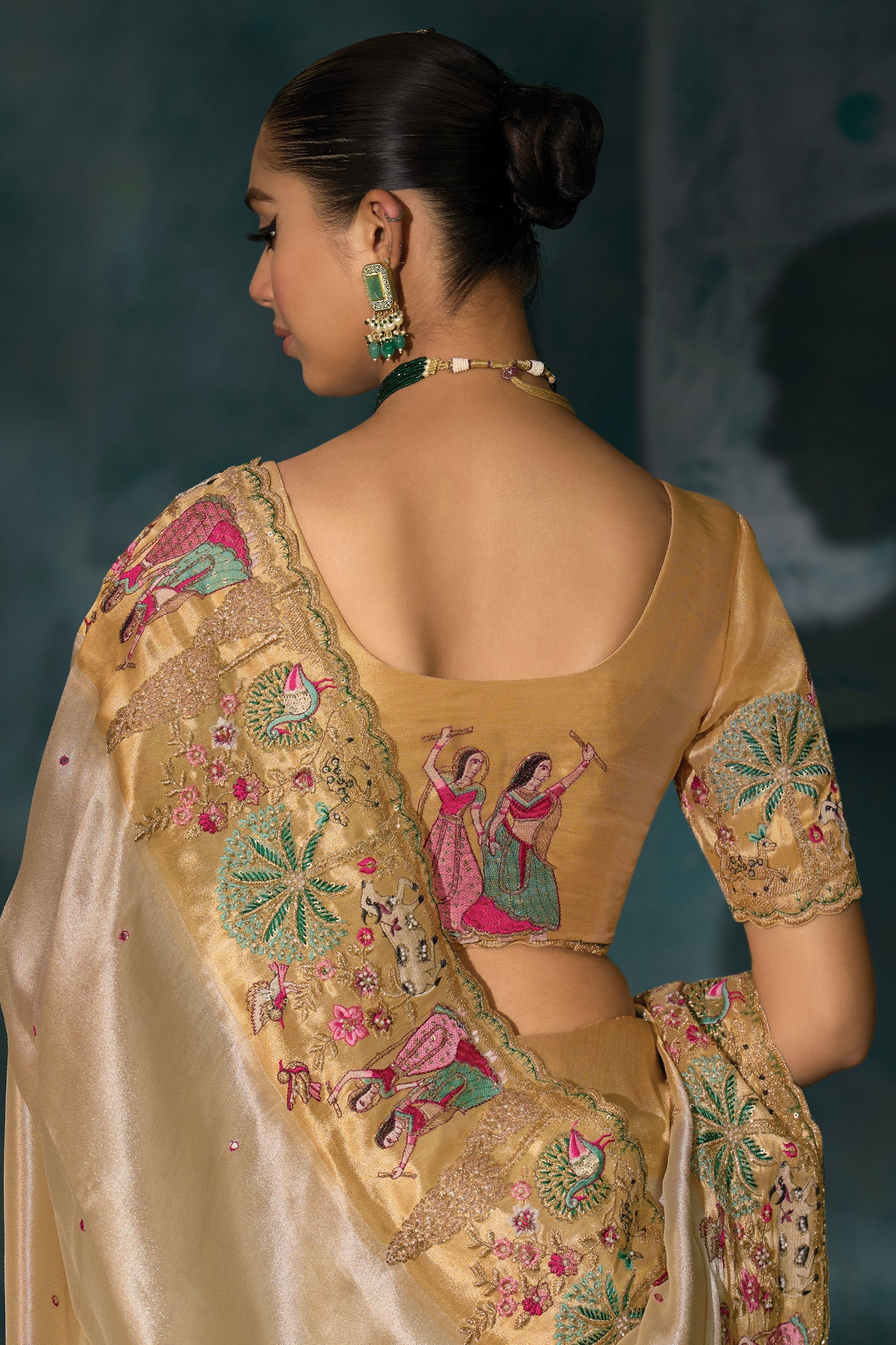 Cream Embroidered Silk Saree-SAR10392_3_SareeButa.com