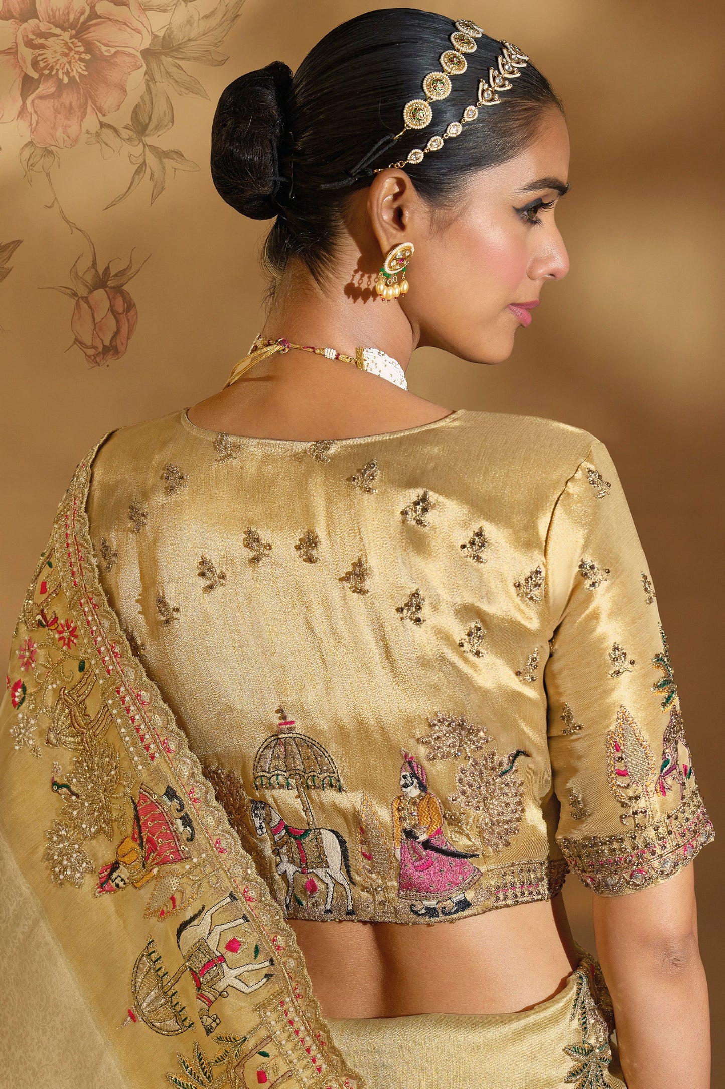 Cream Embroidered Woven Silk Saree-SAR10607_3_SareeButa.com