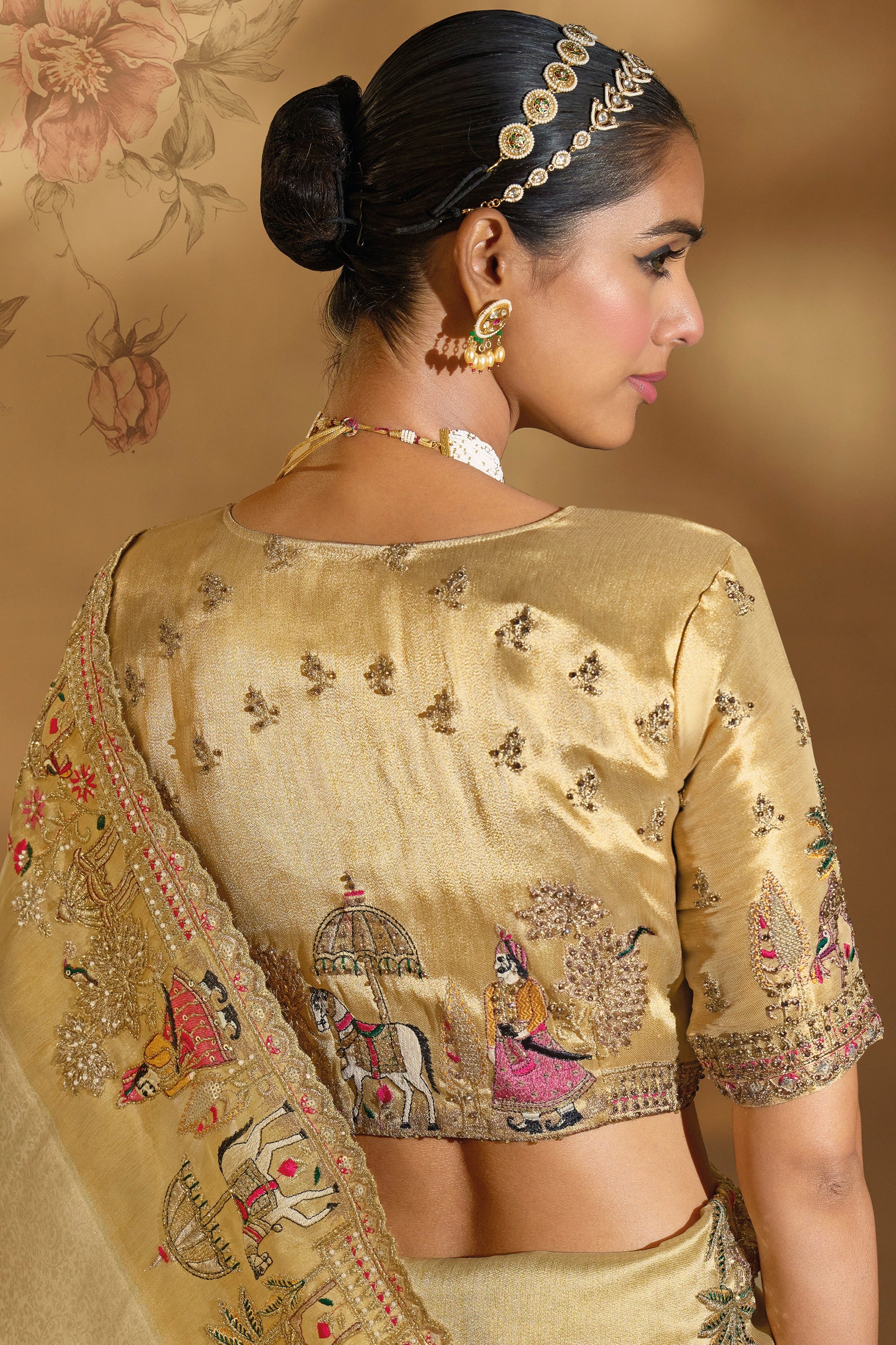 Cream Embroidered Woven Silk Saree-SAR10607_3_SareeButa.com