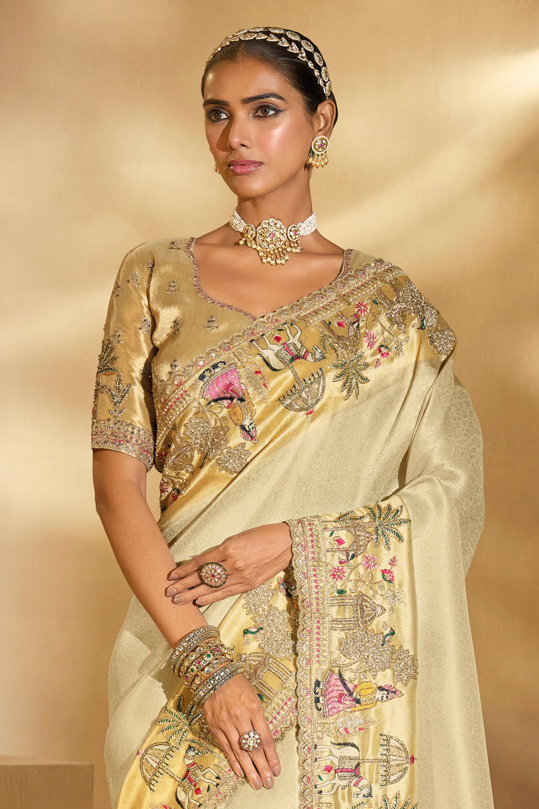 Cream Embroidered Woven Silk Saree-SAR10607_5_SareeButa.com