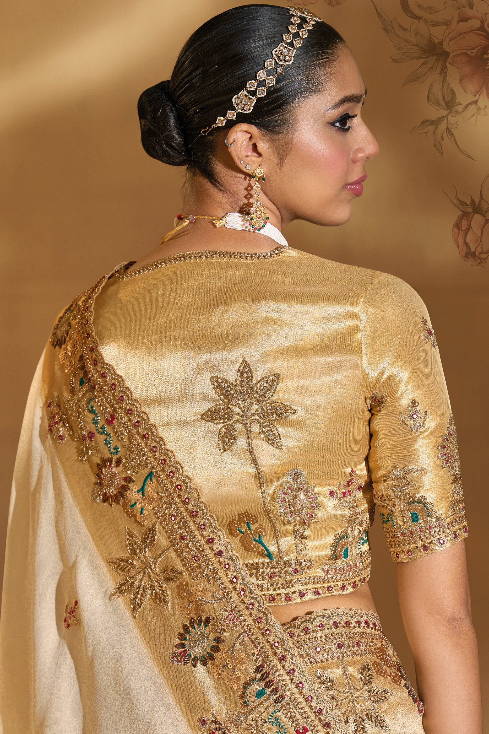 Cream Embroidered Woven Silk Saree-SAR10610_3_SareeButa.com