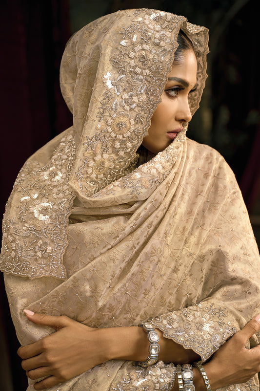 Cream Lucknowi Kanjivaram Silk Saree-SAR12045_2_SareeButa.com