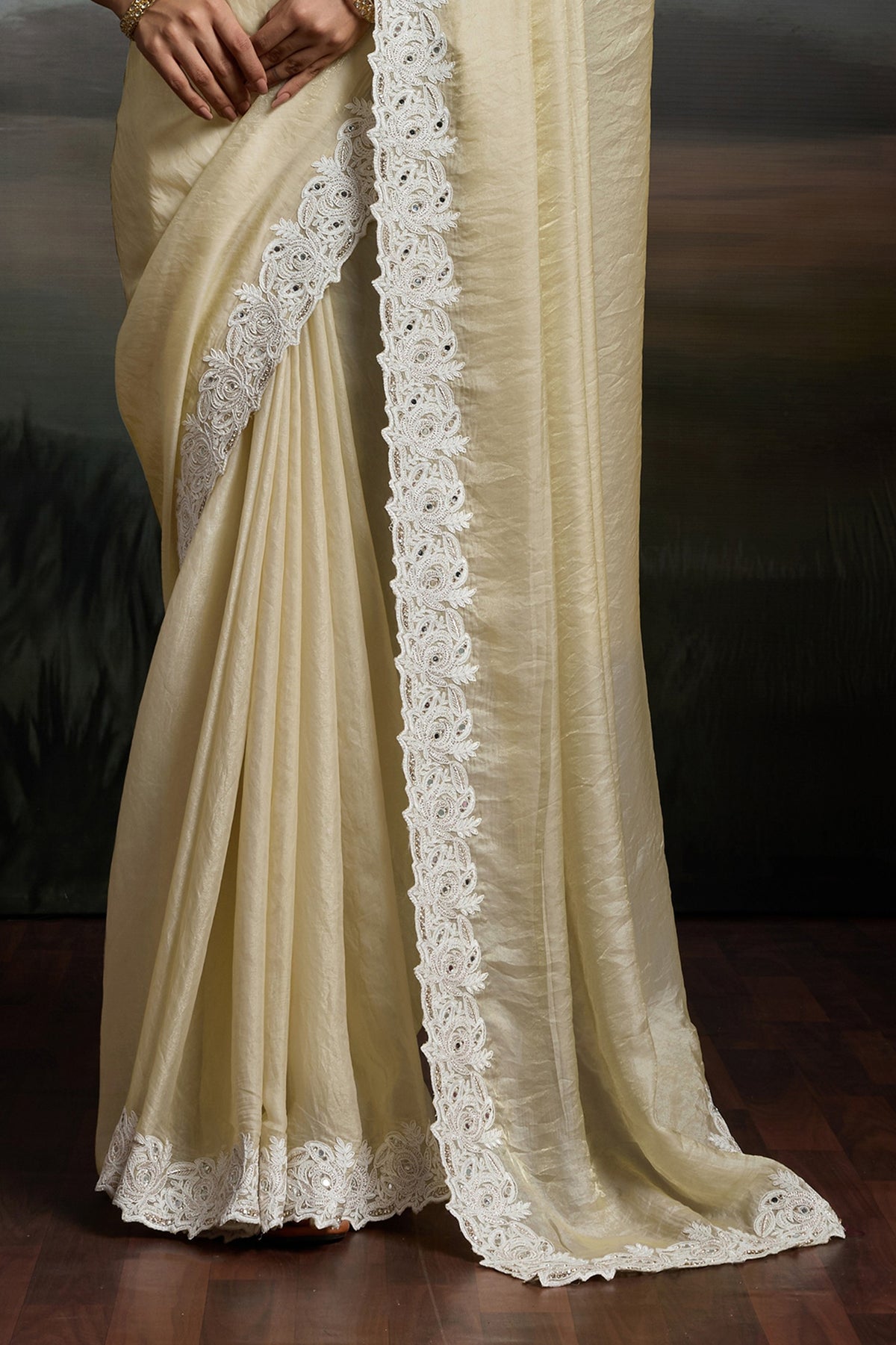 Cream Metallic Satin Velvet Saree-SAR12921_6_SareeButa.com
