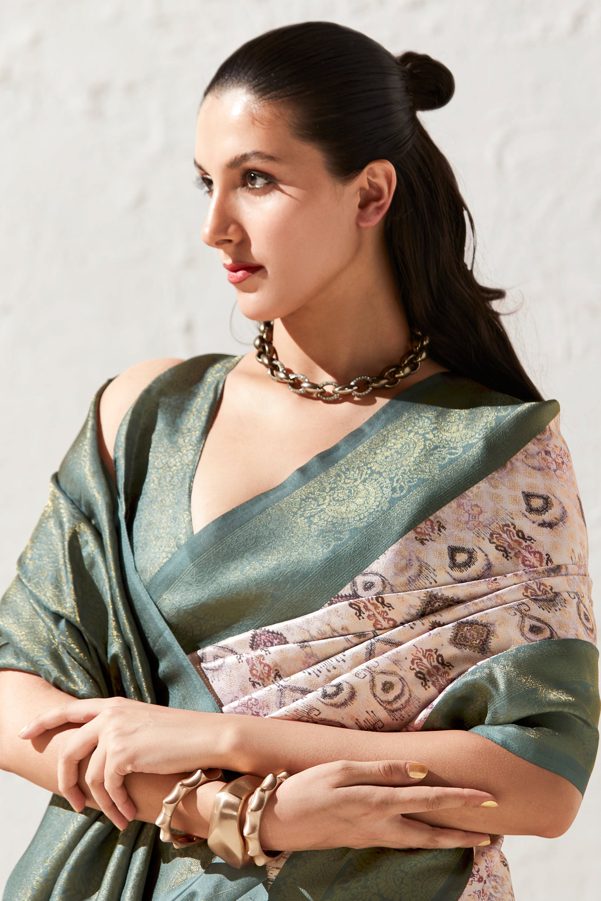 Cream Printed Silk Saree-ZB133417_2_SareeButa.com