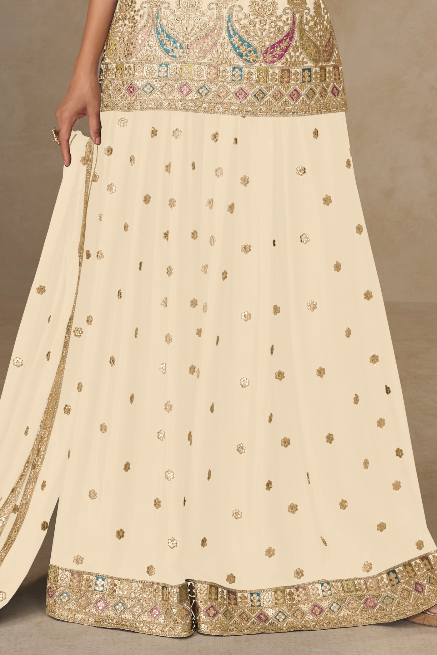Cream Readymade Embroidered Chinon Palazzo Suit-SS793_4_SareeButa.com
