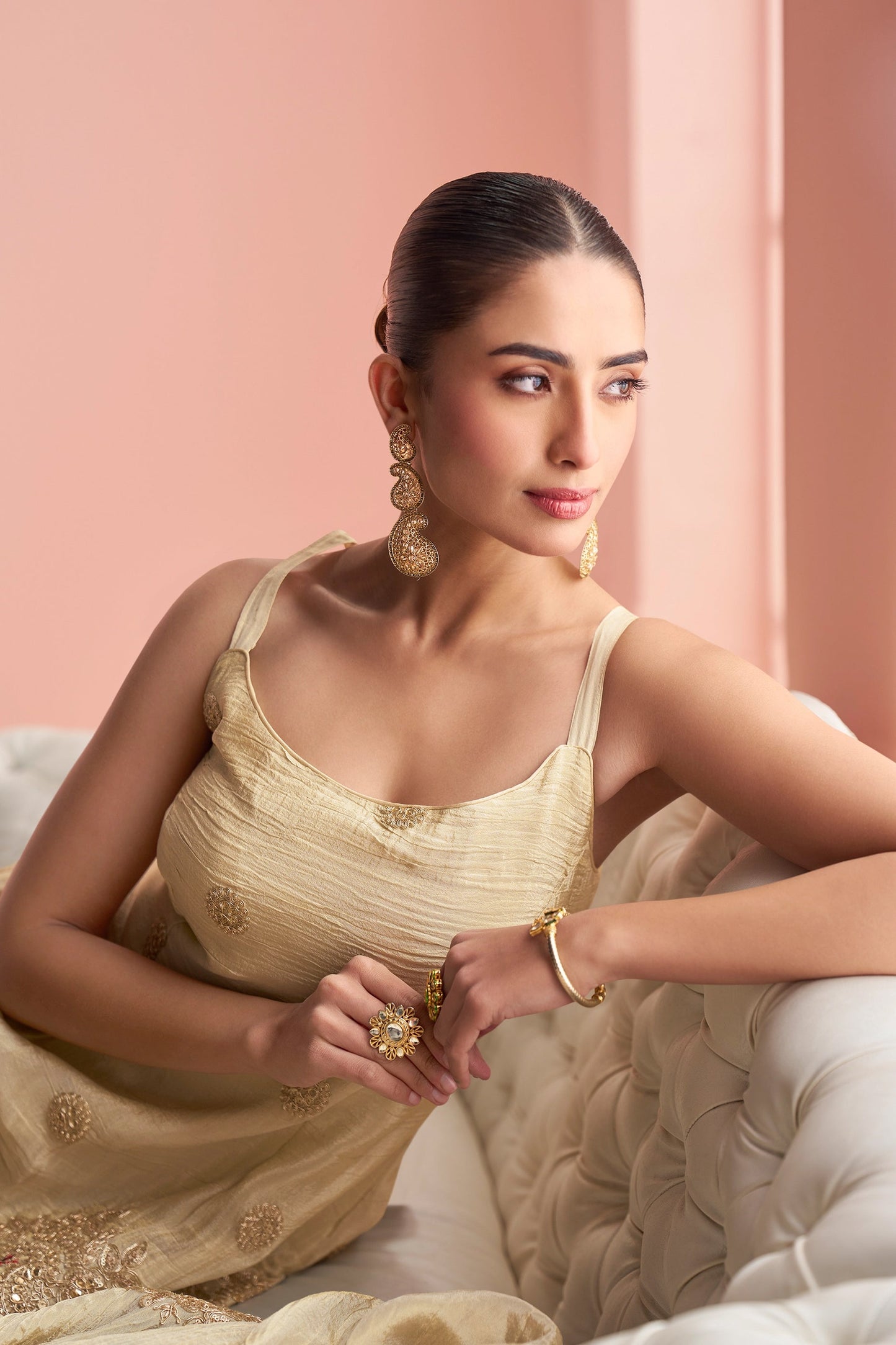 Cream Readymade Embroidered Chinon Sharara Set-SAR10930_2_SareeButa.com