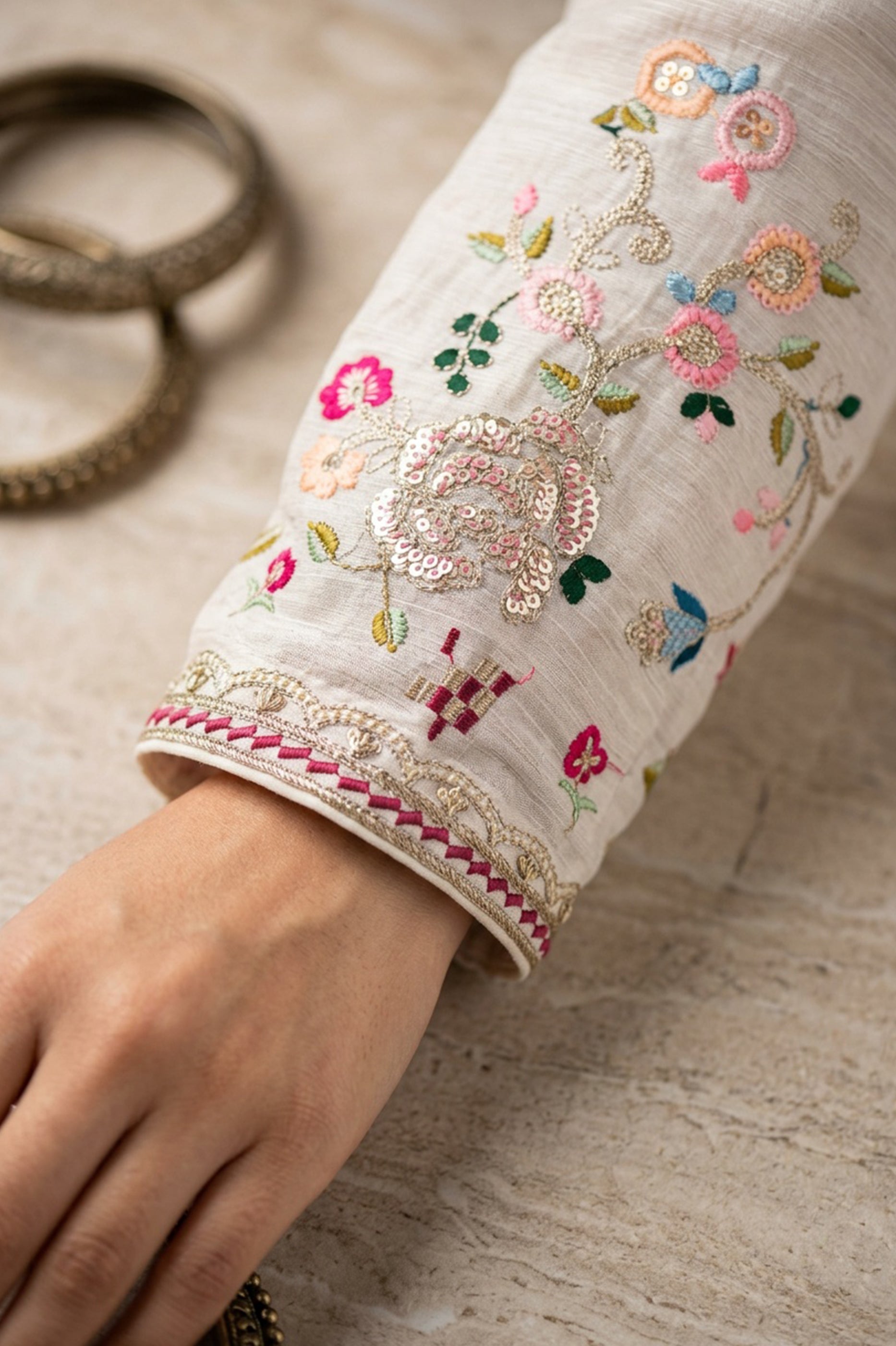 Cream Readymade Embroidered Chinon Sharara Suit-SAR13005_5_SareeButa.com