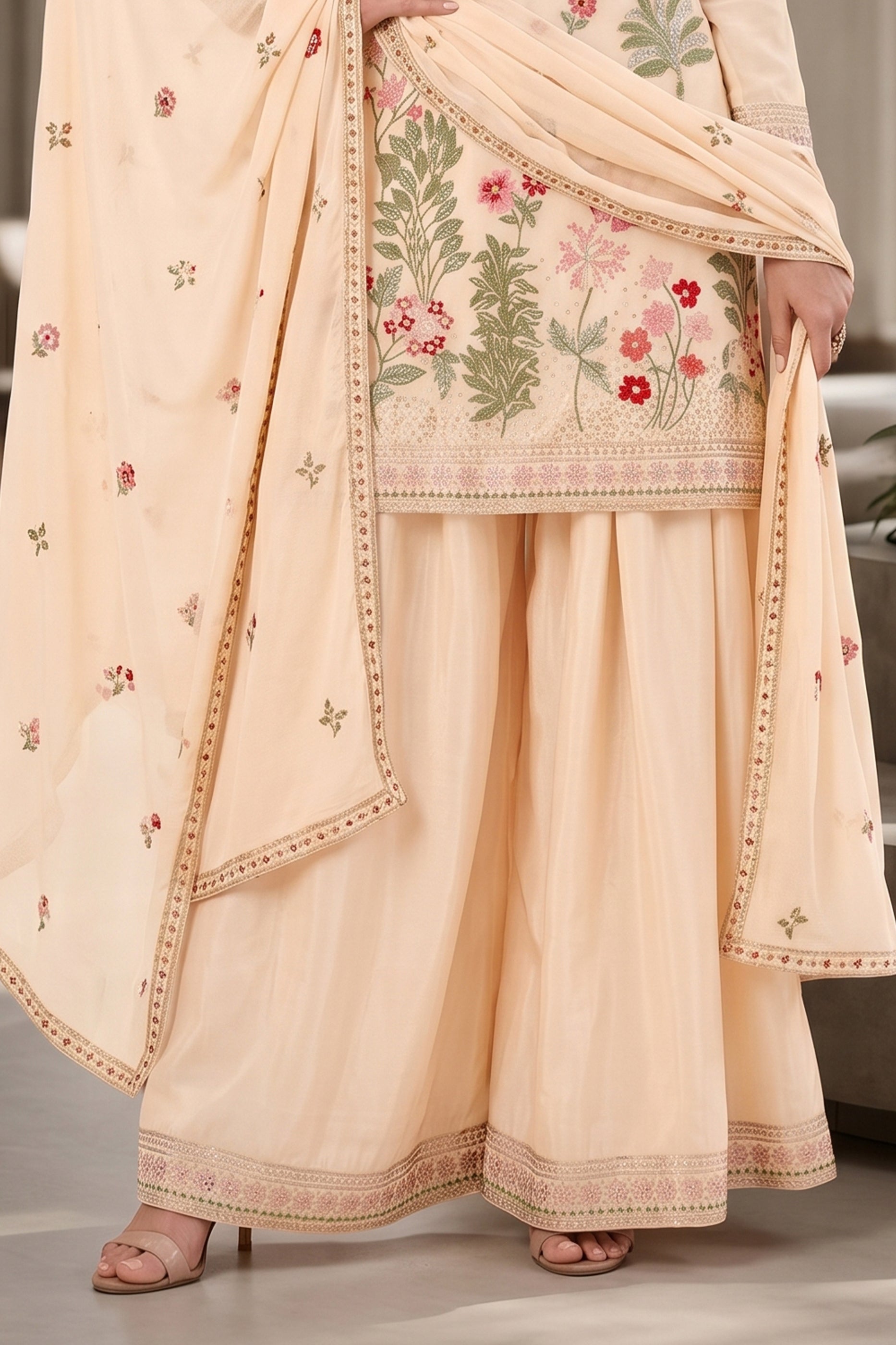 Cream Readymade Embroidered Chinon Suit-SAR12804_4_SareeButa.com