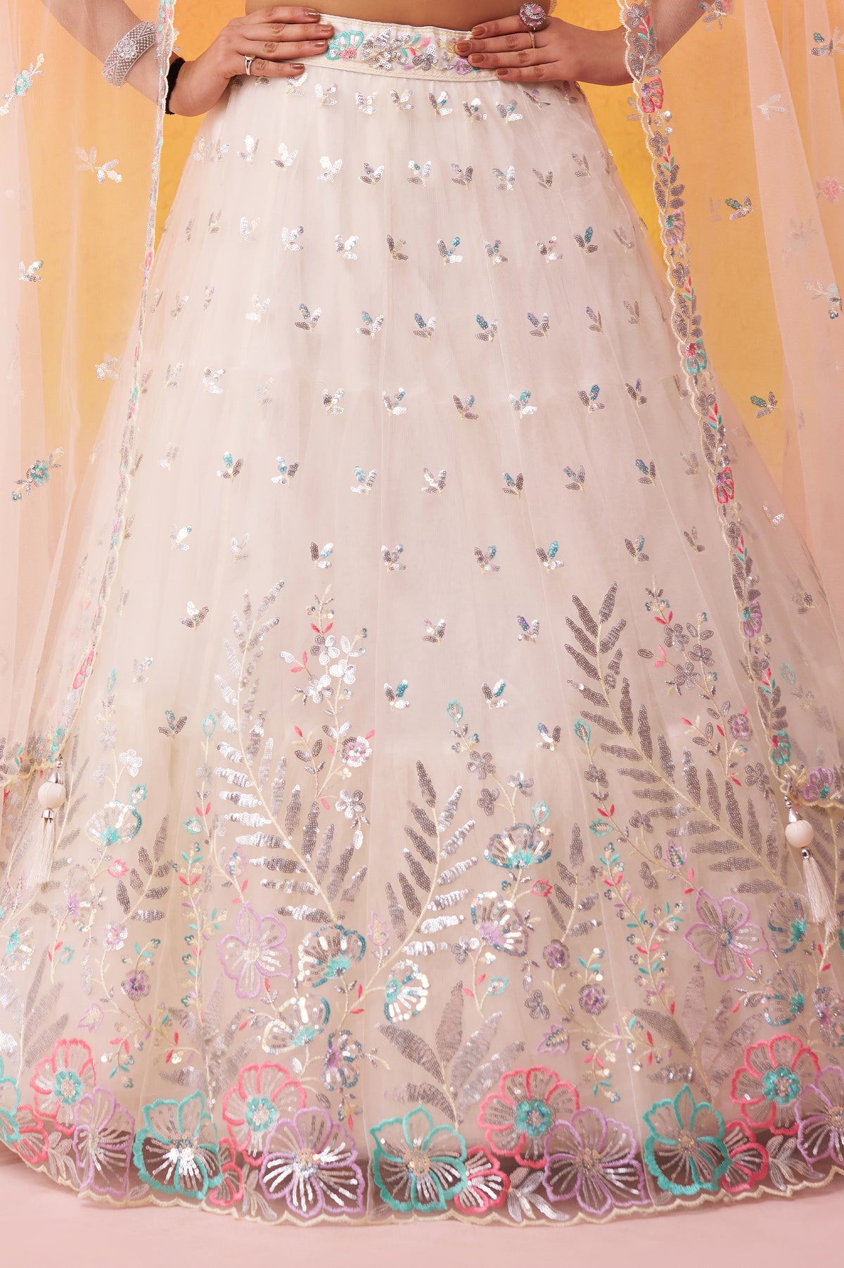 Cream Readymade Embroidered Net Lehenga-SAR12895_7_SareeButa.com