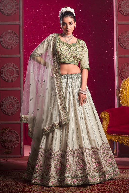 Cream Readymade Embroidered Silk Lehenga-SAR10712_1_SareeButa.com