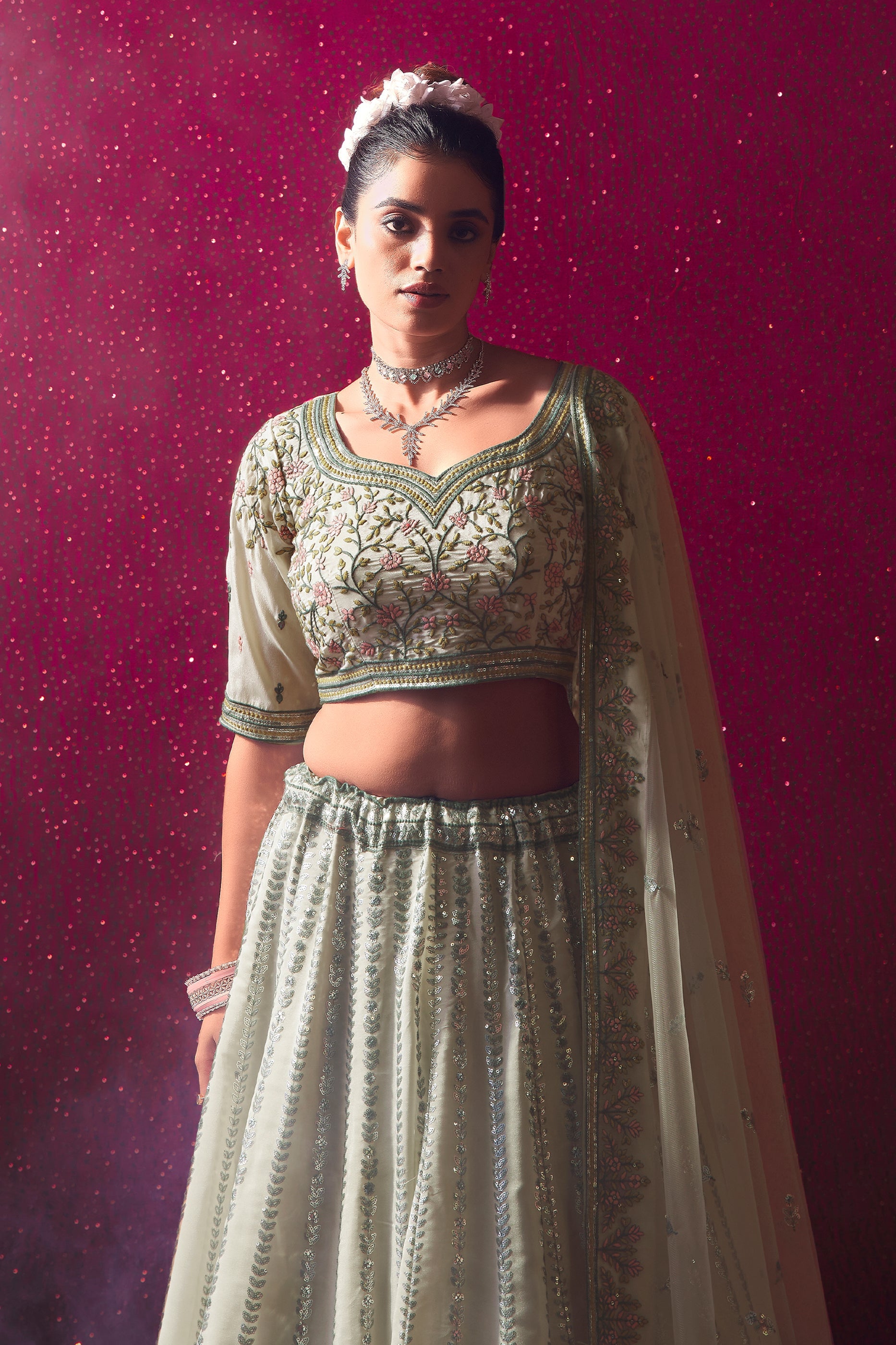 Cream Readymade Embroidered Silk Lehenga-SAR10712_2_SareeButa.com