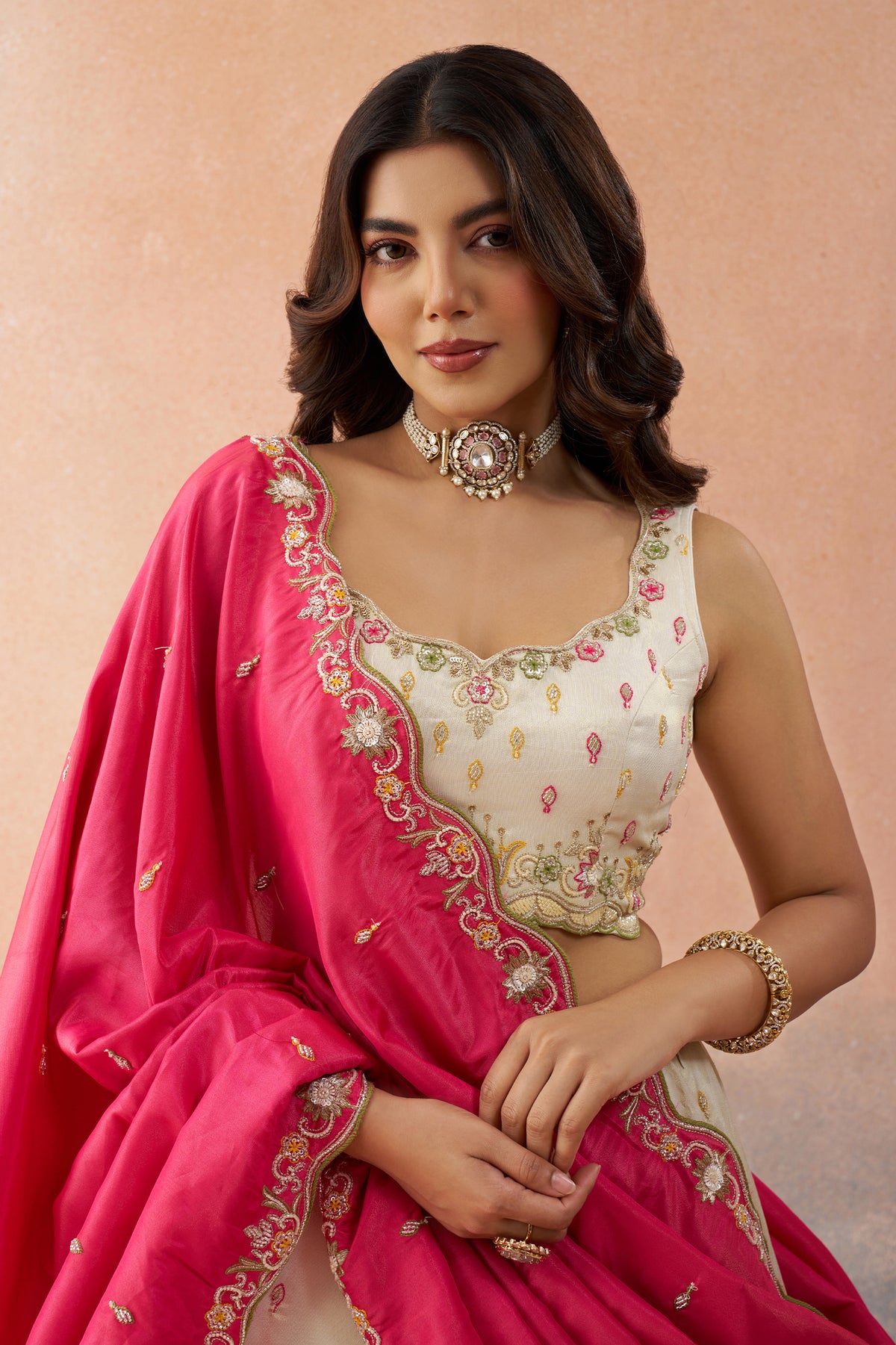 Cream Readymade Embroidered Silk Lehenga-SAR12902_2_SareeButa.com