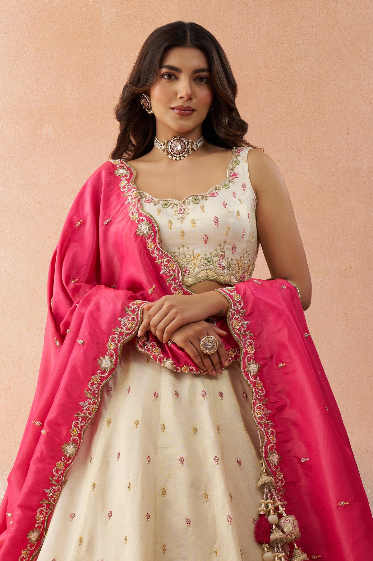 Cream Readymade Embroidered Silk Lehenga-SAR12902_6_SareeButa.com
