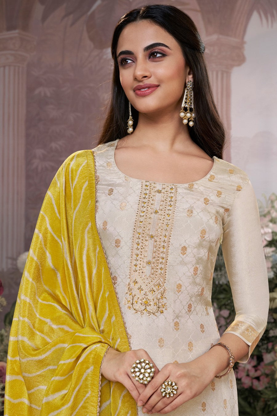 Cream Readymade Tissue Suit-SS981_2_SareeButa.com