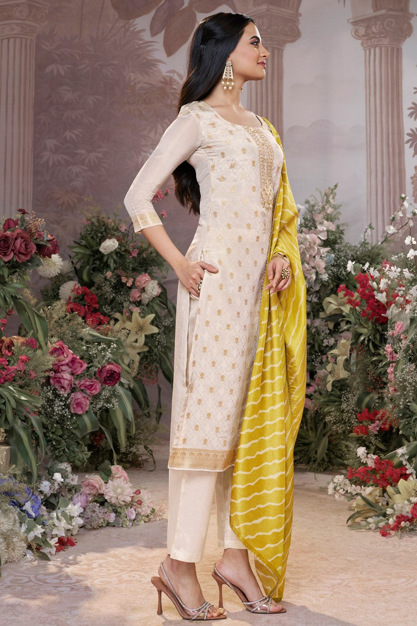 Cream Readymade Tissue Suit-SS981_4_SareeButa.com