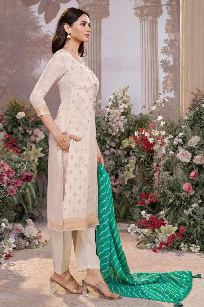 Cream Readymade Tissue Suit-SS982_5_SareeButa.com