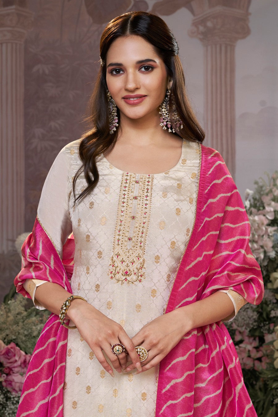 Cream Readymade Tissue Suit-SS983_2_SareeButa.com