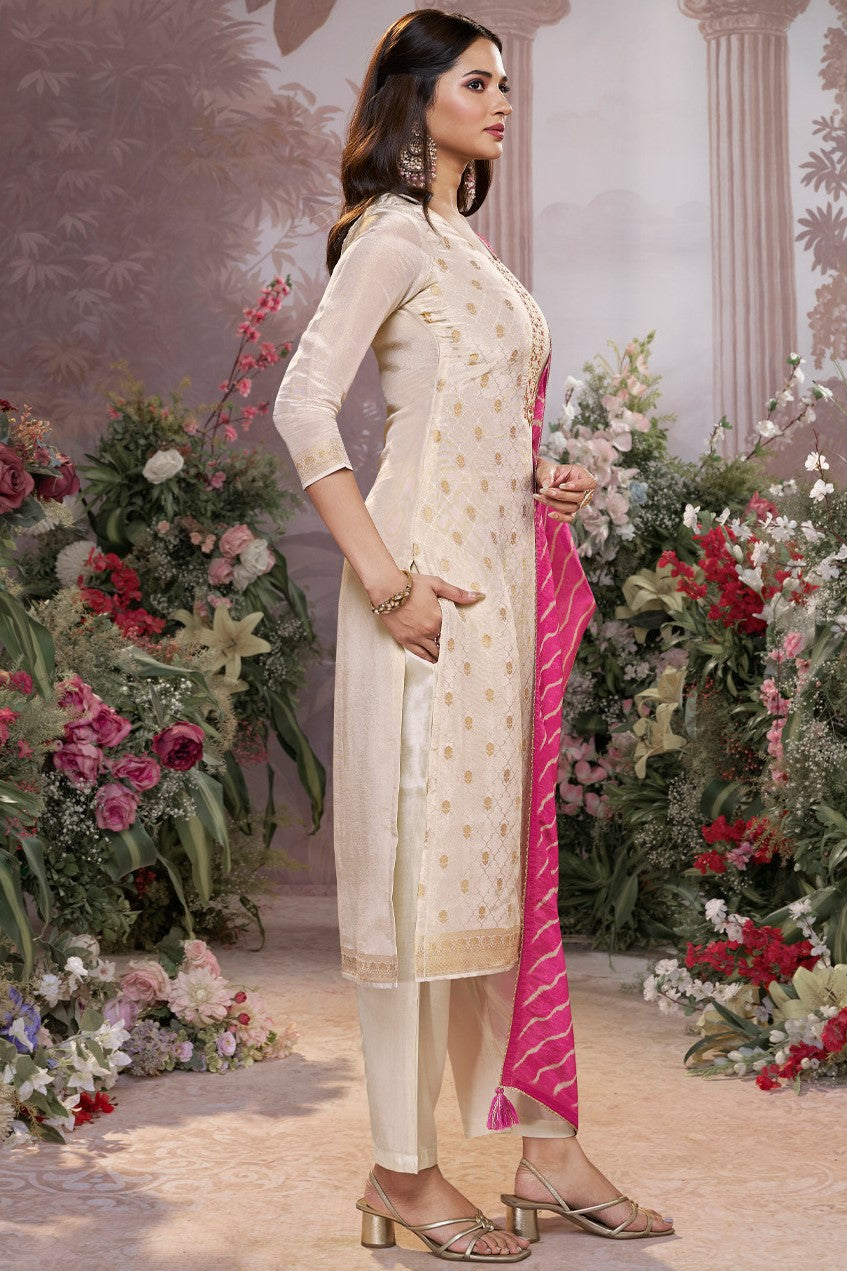 Cream Readymade Tissue Suit-SS983_4_SareeButa.com