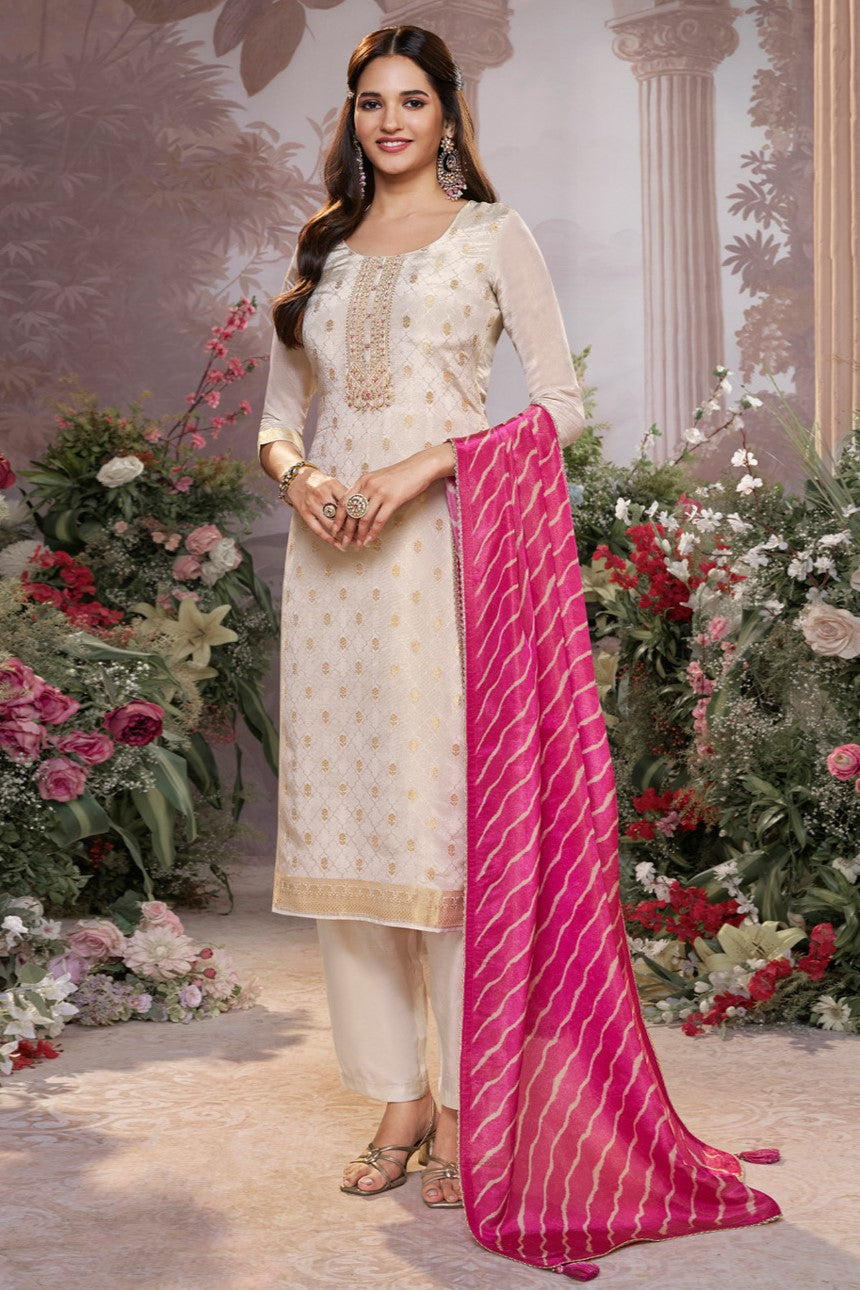Cream Readymade Tissue Suit-SS983_5_SareeButa.com
