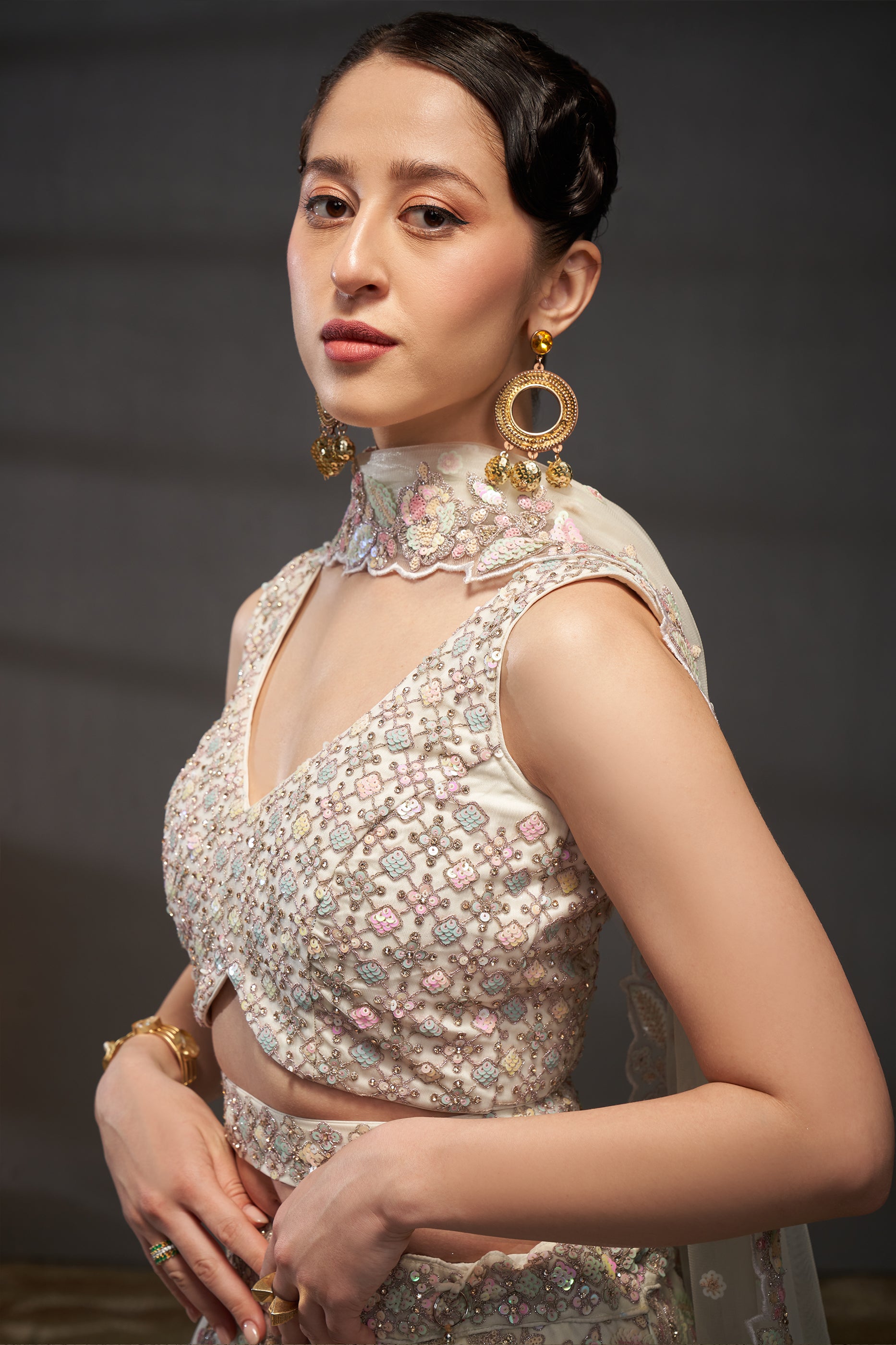 Cream Semi-Stitched Embroidered Net Lehenga-SAR12826_2_SareeButa.com