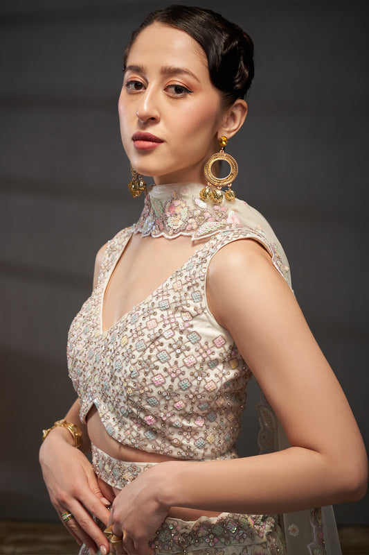 Cream Semi-Stitched Embroidered Net Lehenga-SAR12826_2_SareeButa.com