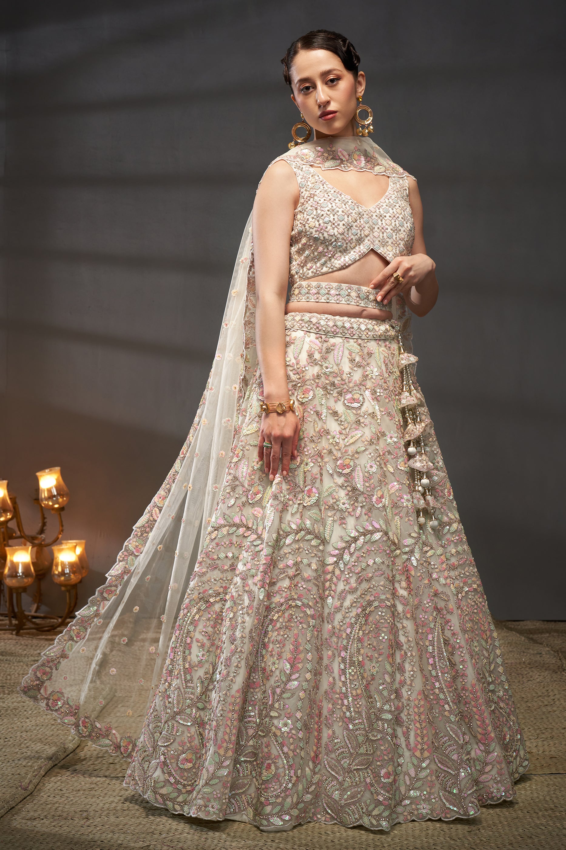 Cream Semi-Stitched Embroidered Net Lehenga-SAR12826_3_SareeButa.com