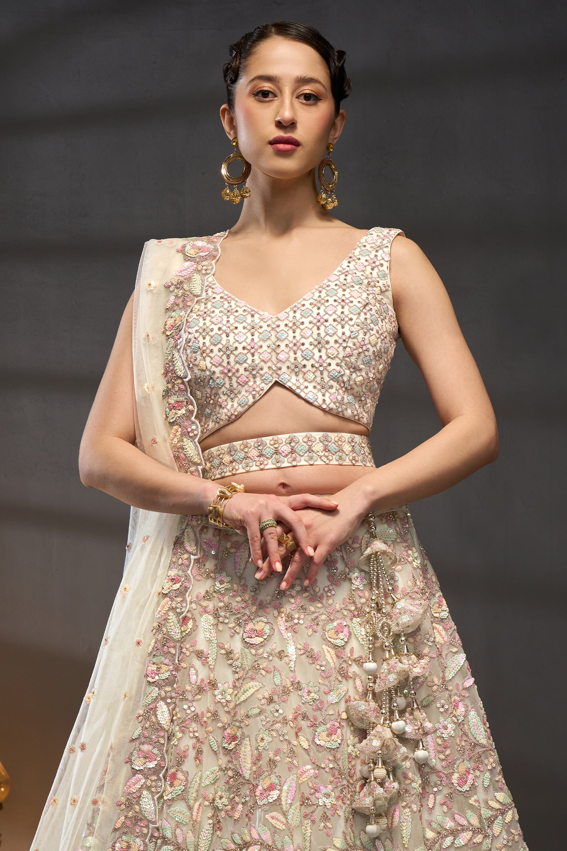 Cream Semi-Stitched Embroidered Net Lehenga-SAR12826_5_SareeButa.com