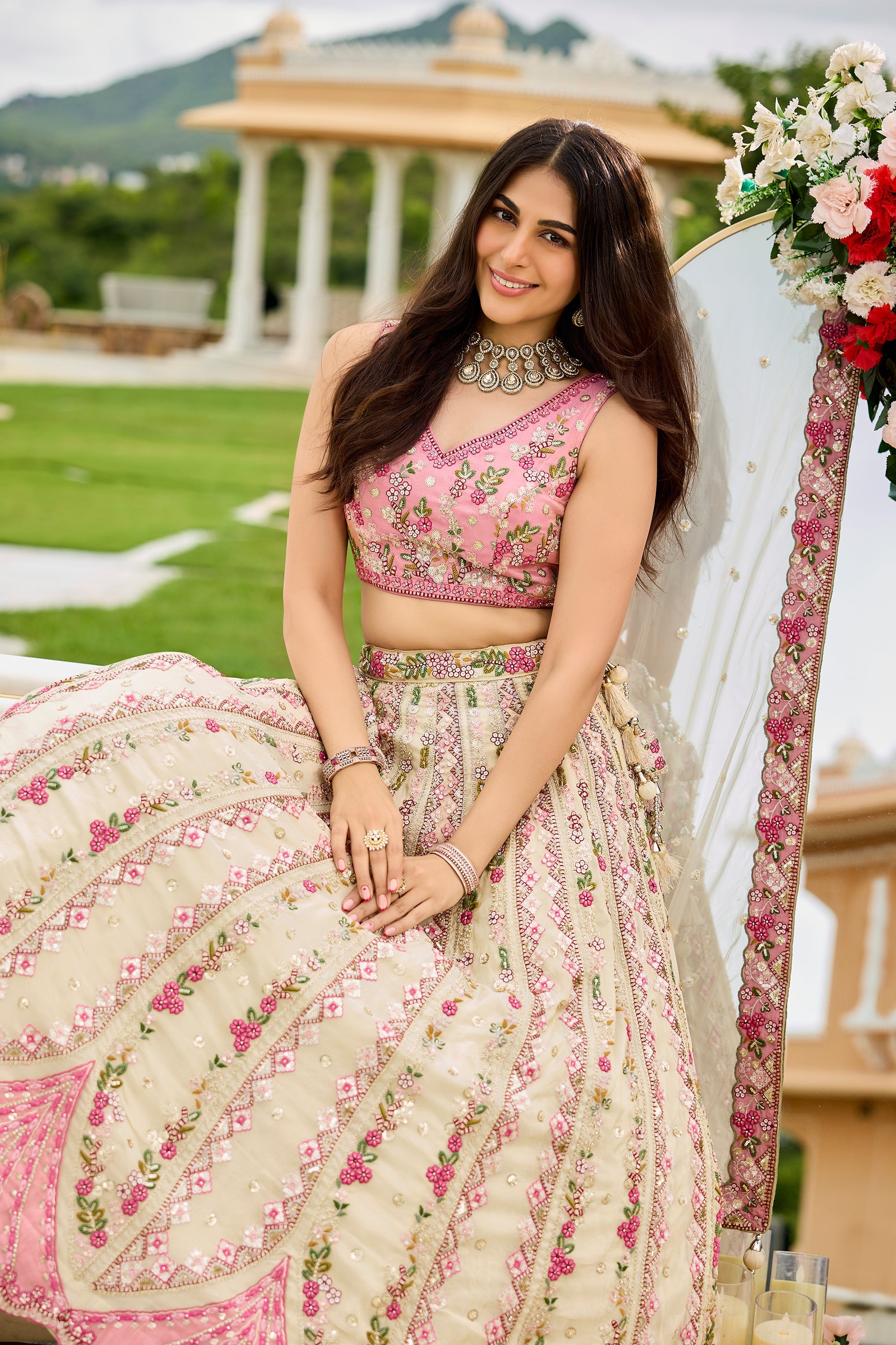 Cream Semi-Stitched Embroidered Tissue Lehenga-SAR10681_5_SareeButa.com