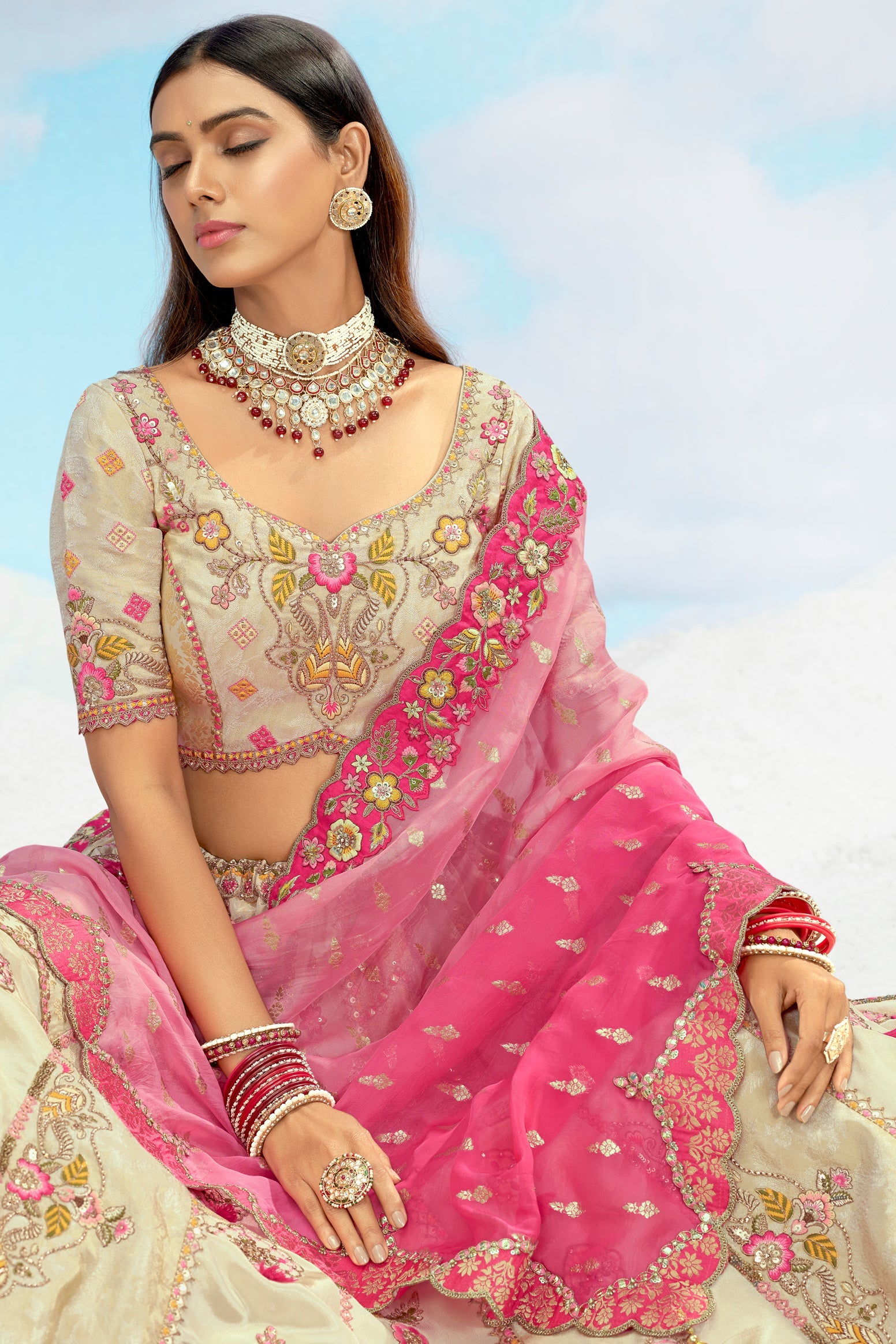 Cream Semi-Stitched Heavy Work Silk Lehenga-LC94_2_SareeButa.com