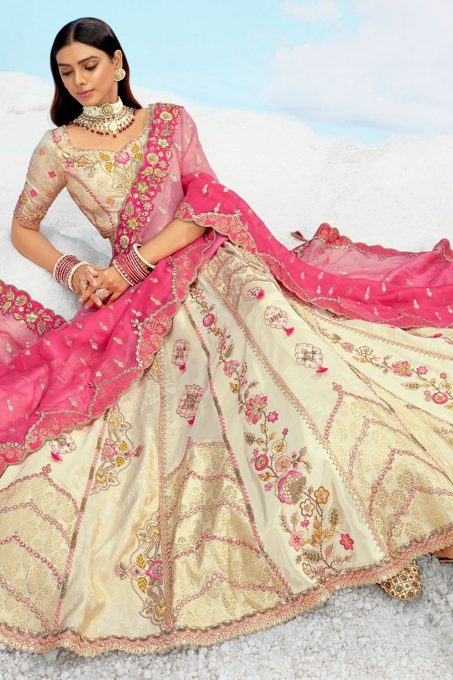 Cream Semi-Stitched Heavy Work Silk Lehenga-LC94_3_SareeButa.com