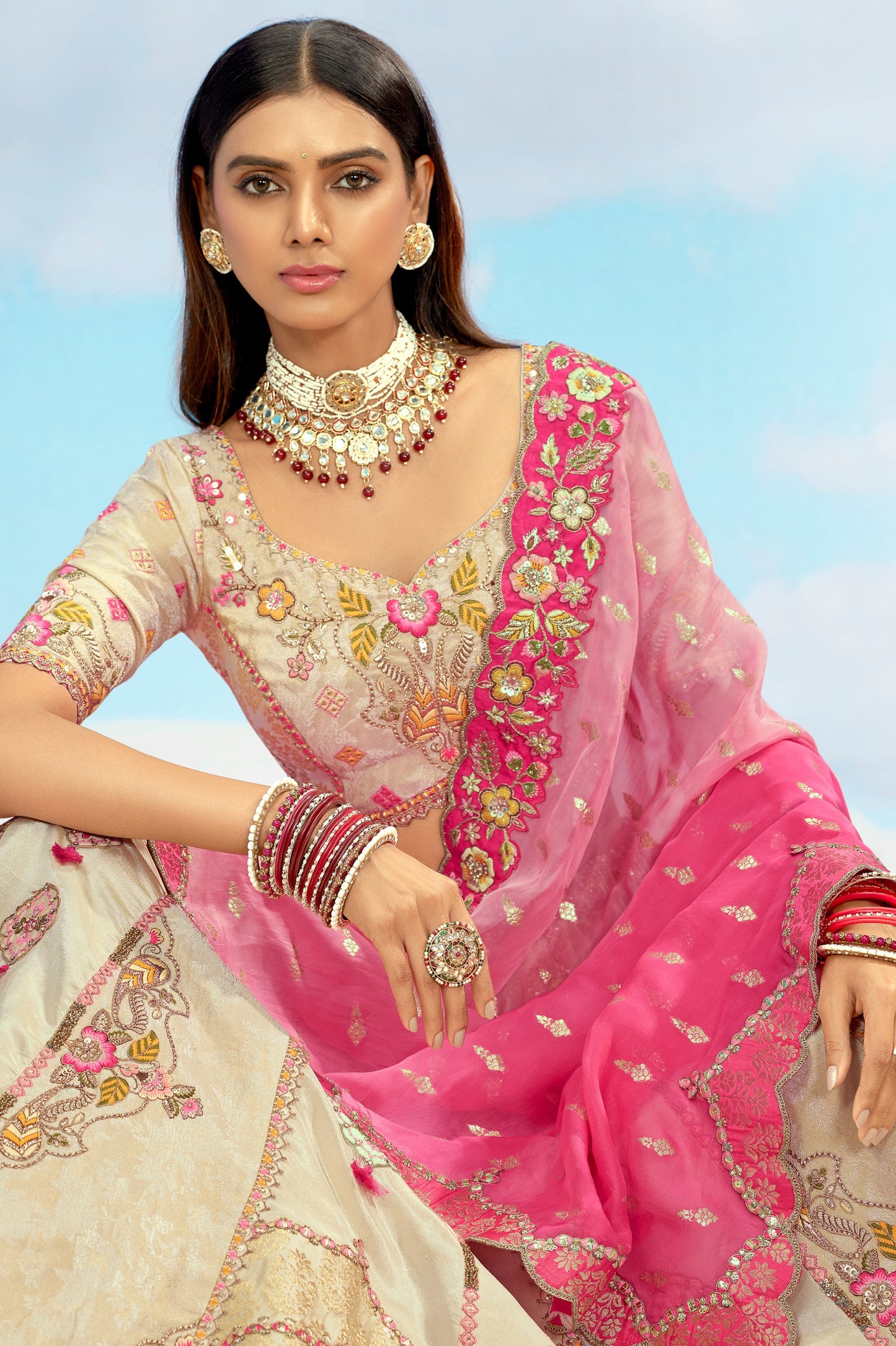 Cream Semi-Stitched Heavy Work Silk Lehenga-LC94_4_SareeButa.com