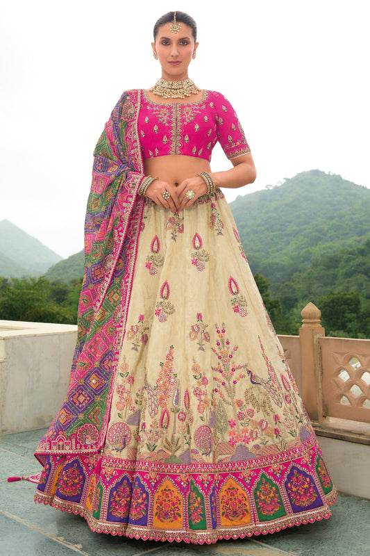 Cream Semi Stitched Embroidered Silk Lehenga-LC69_1_SareeButa.com