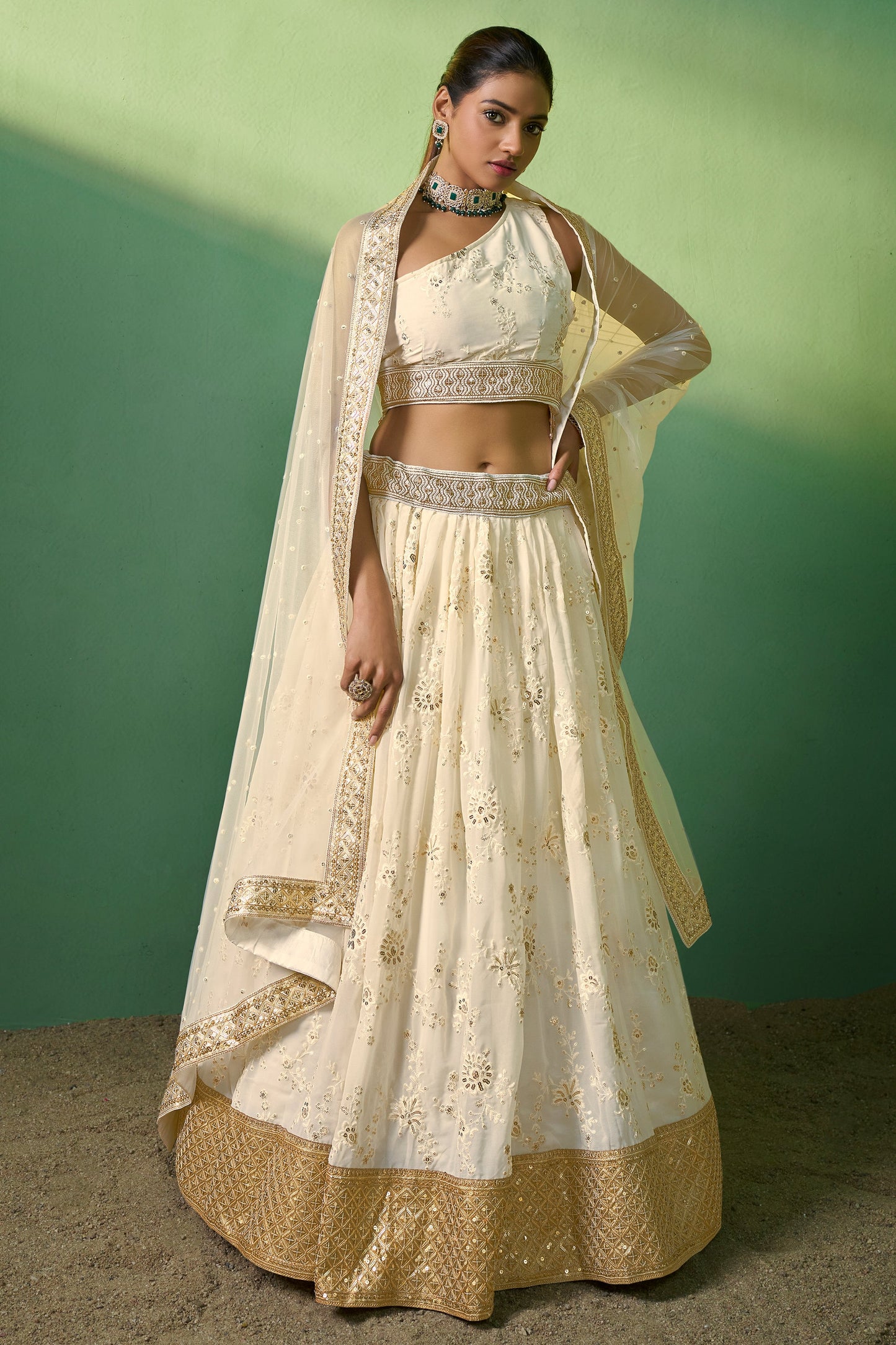 Cream Semi Stitched Georgette Lehenga-LC71_1_SareeButa.com
