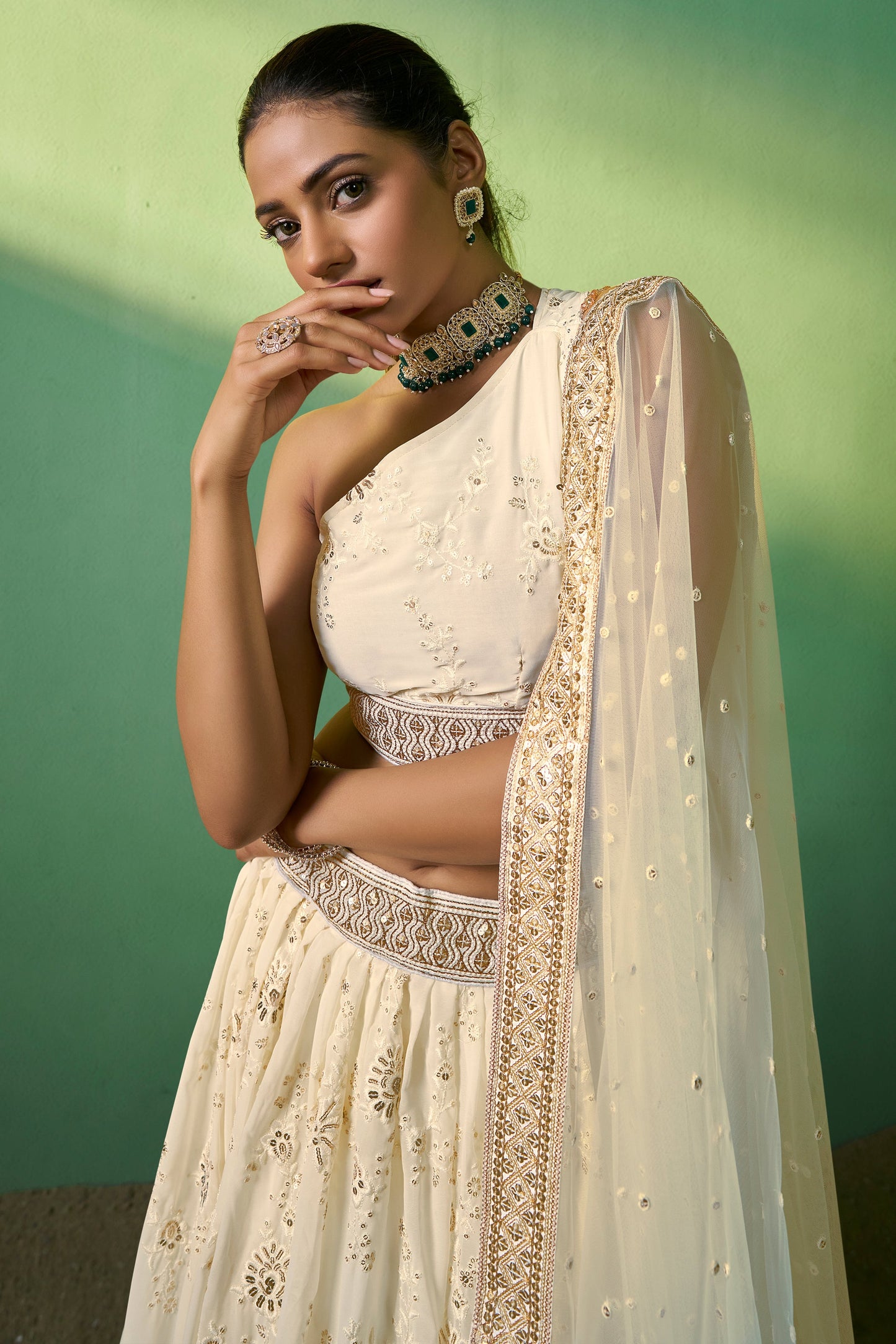 Cream Semi Stitched Georgette Lehenga-LC71_2_SareeButa.com