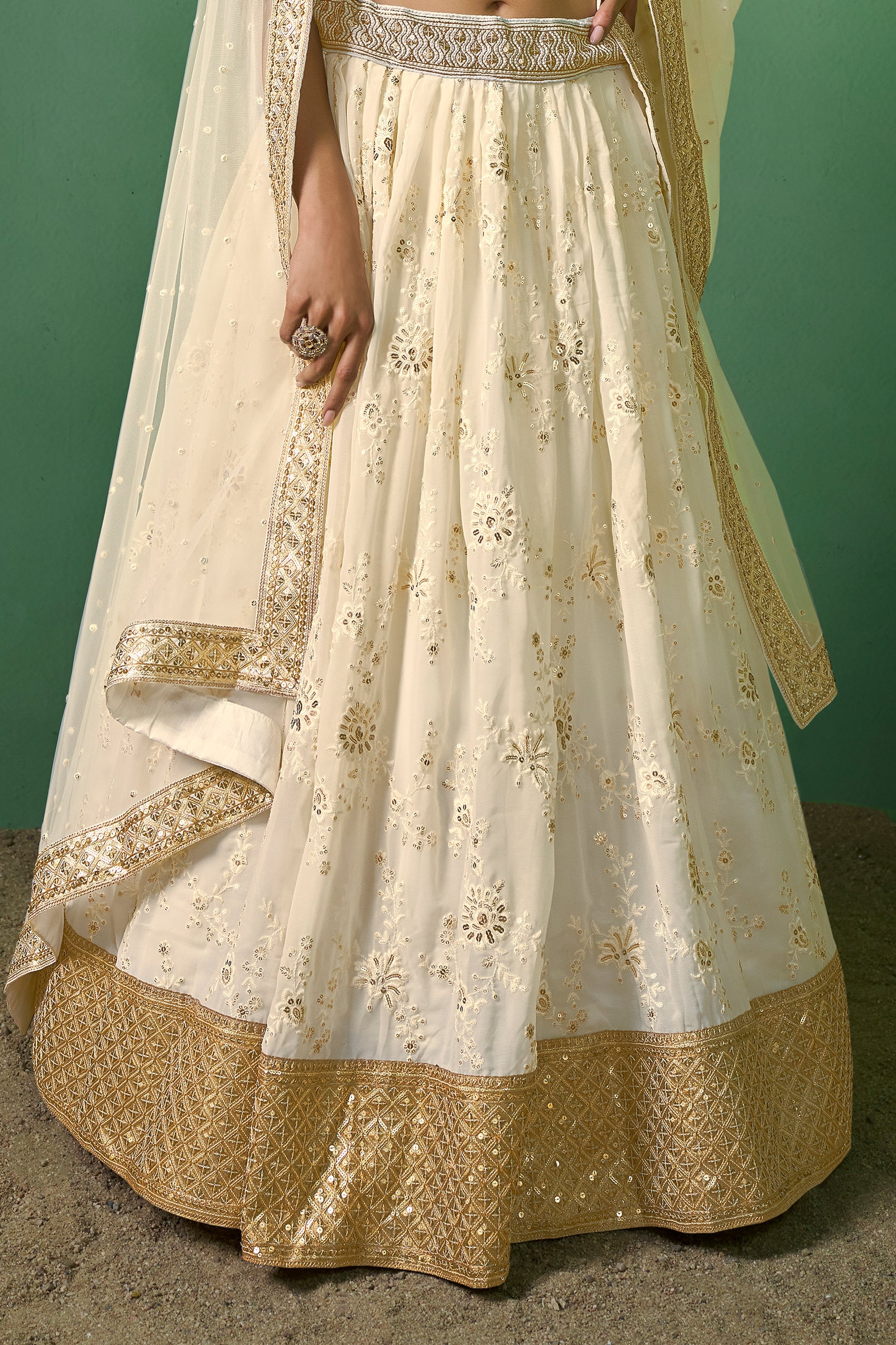 Cream Semi Stitched Georgette Lehenga-LC71_5_SareeButa.com