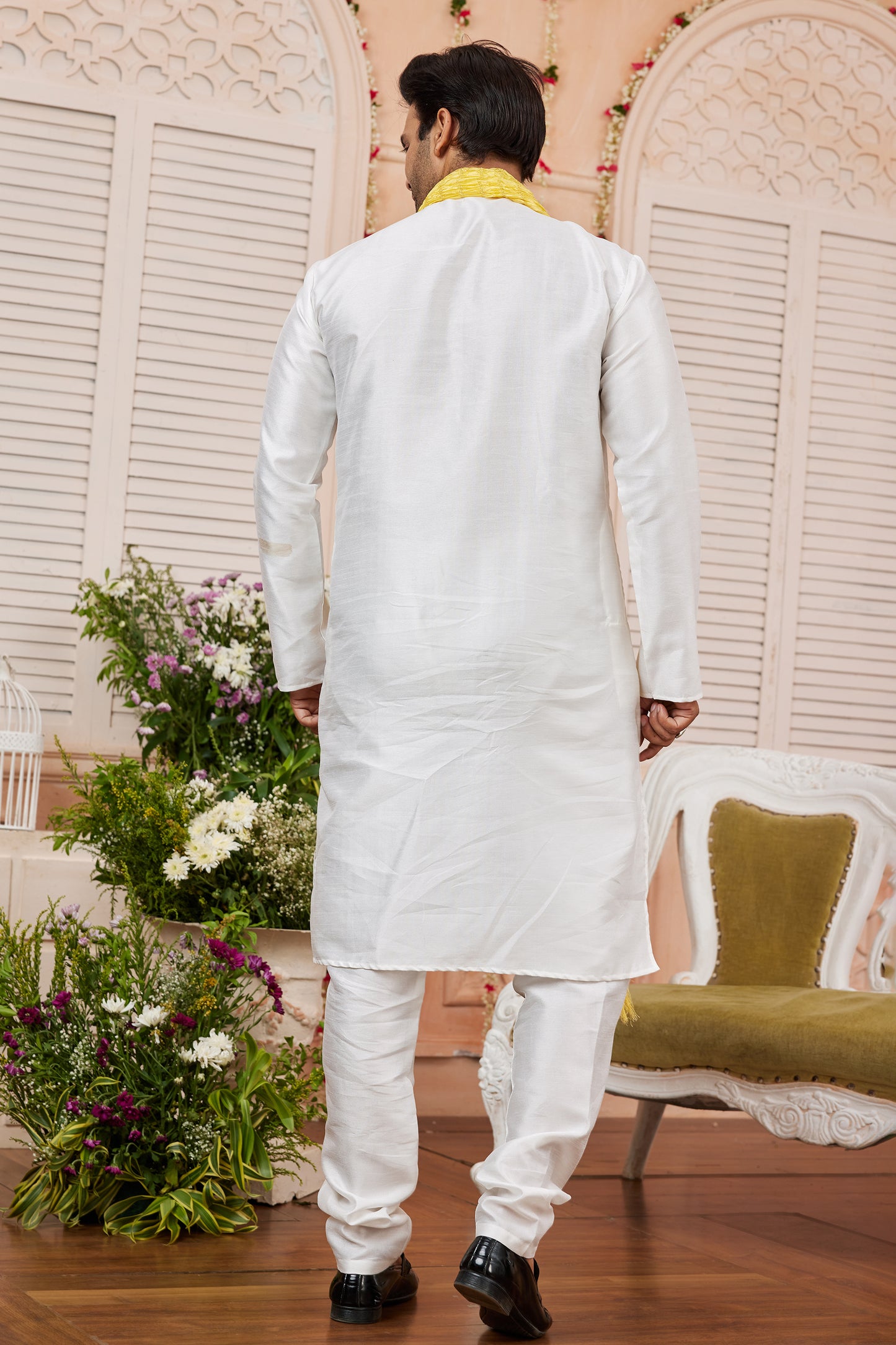 Cream Silk Kurta Pajama-SAR11394_2_SareeButa.com
