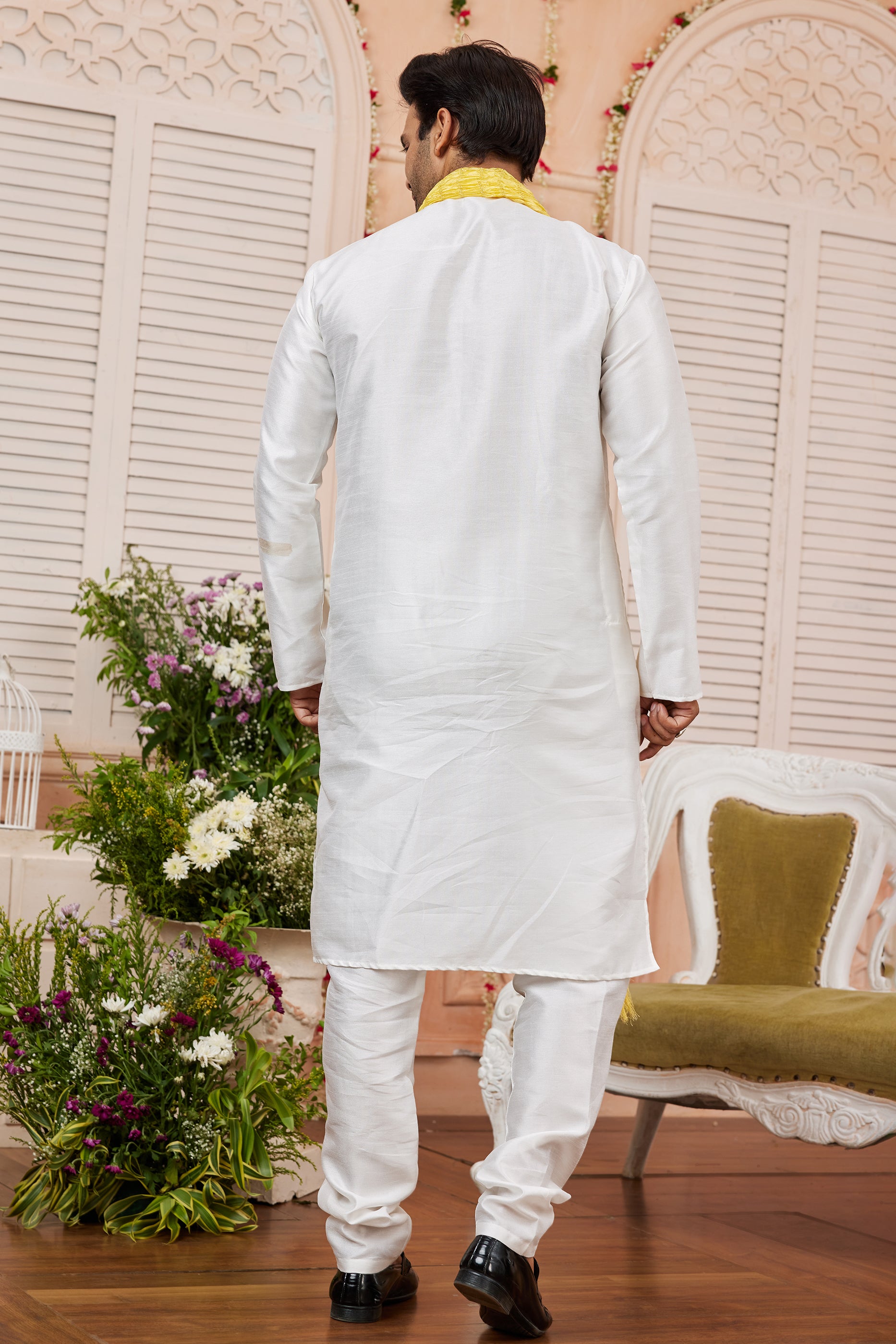 Cream Silk Kurta Pajama-SAR11394_2_SareeButa.com